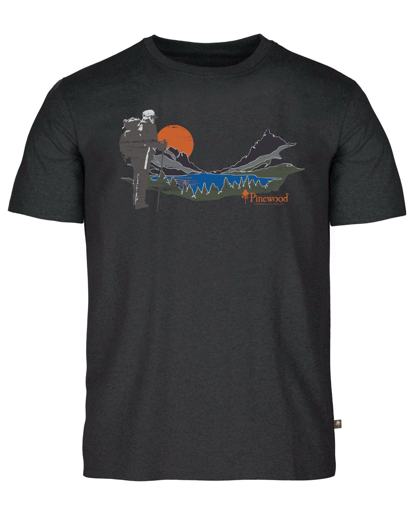 Pinewood Finnveden Recycled Outdoor T-Shirt Herr Dark Anthracite Melange Sunset