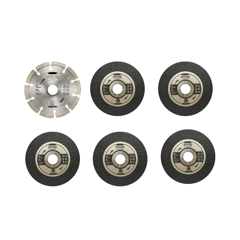 Ryobi Kapskiva RAK6AGD 125x22,23mm i sats 6 delar