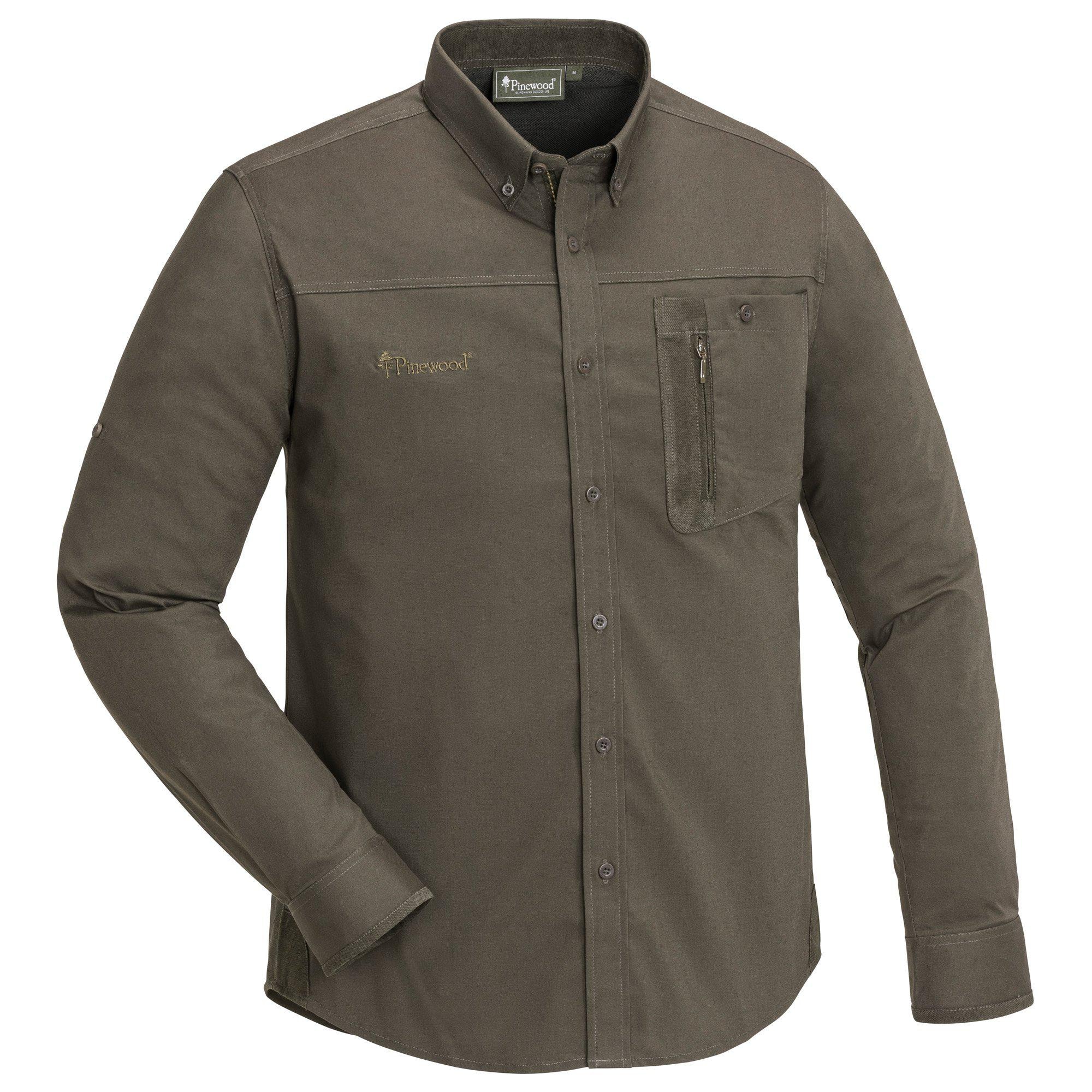 Pinewood Tiveden InsectSafe Skjorta Herr Dark Olive/Suede Brown L