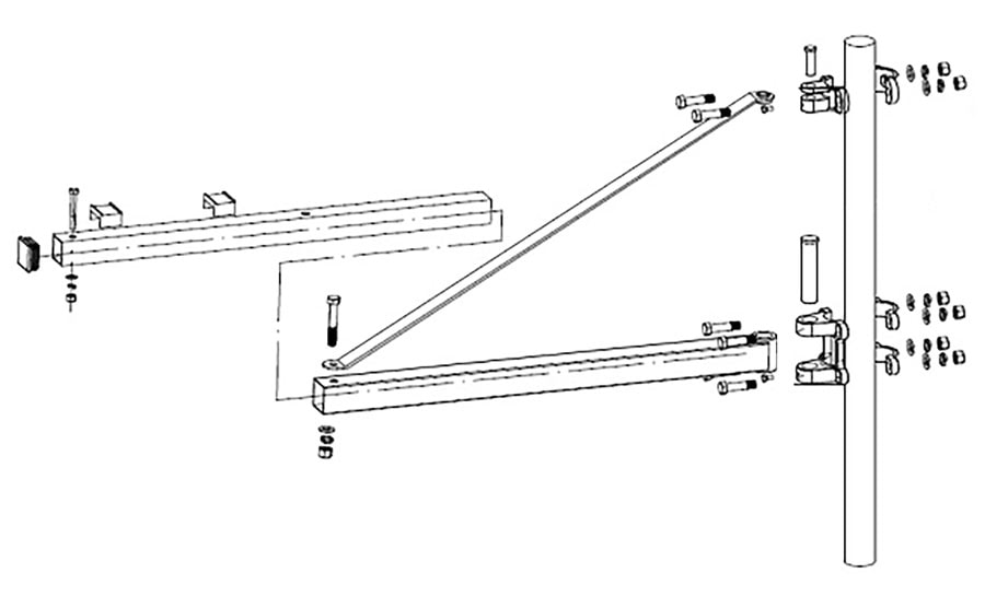 Warrior Winches Kiinnitysvarsi, kääntyvä, laajennettava, 600kg