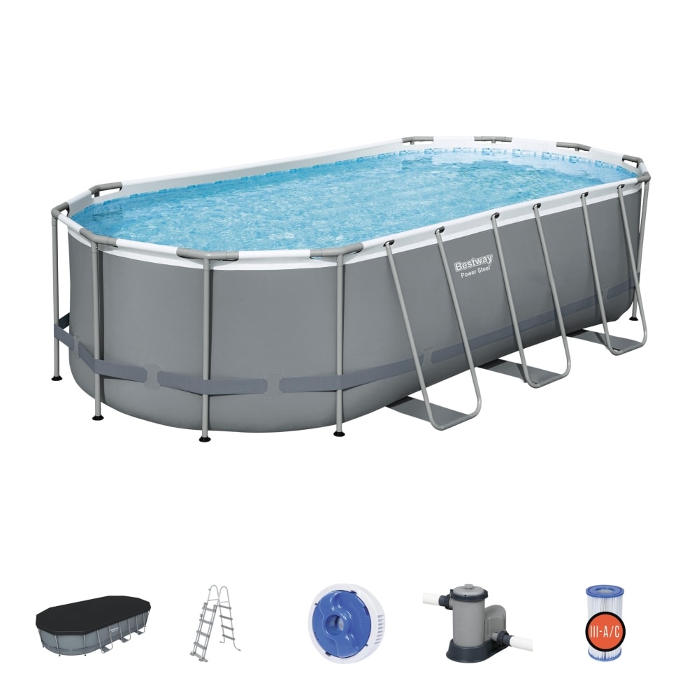 Bestway Power Steel Pool grau oval 549 x 274 x 122 cm