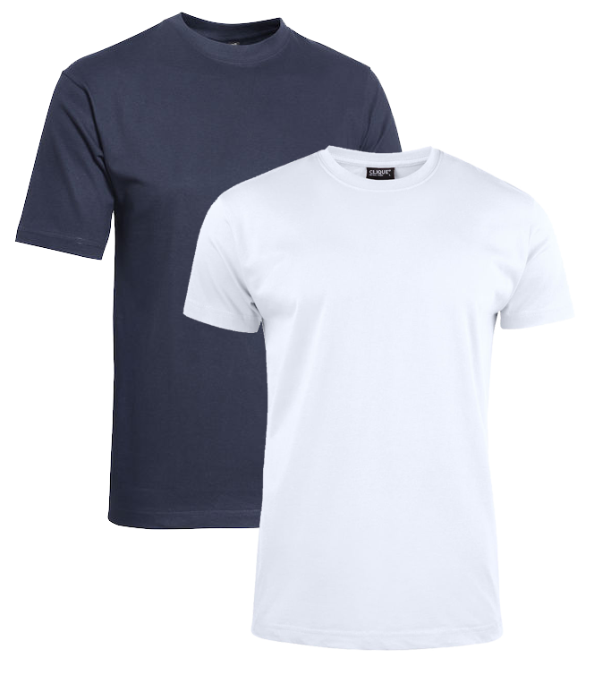 Clique T-Shirt 2er-Pack blau/weiß