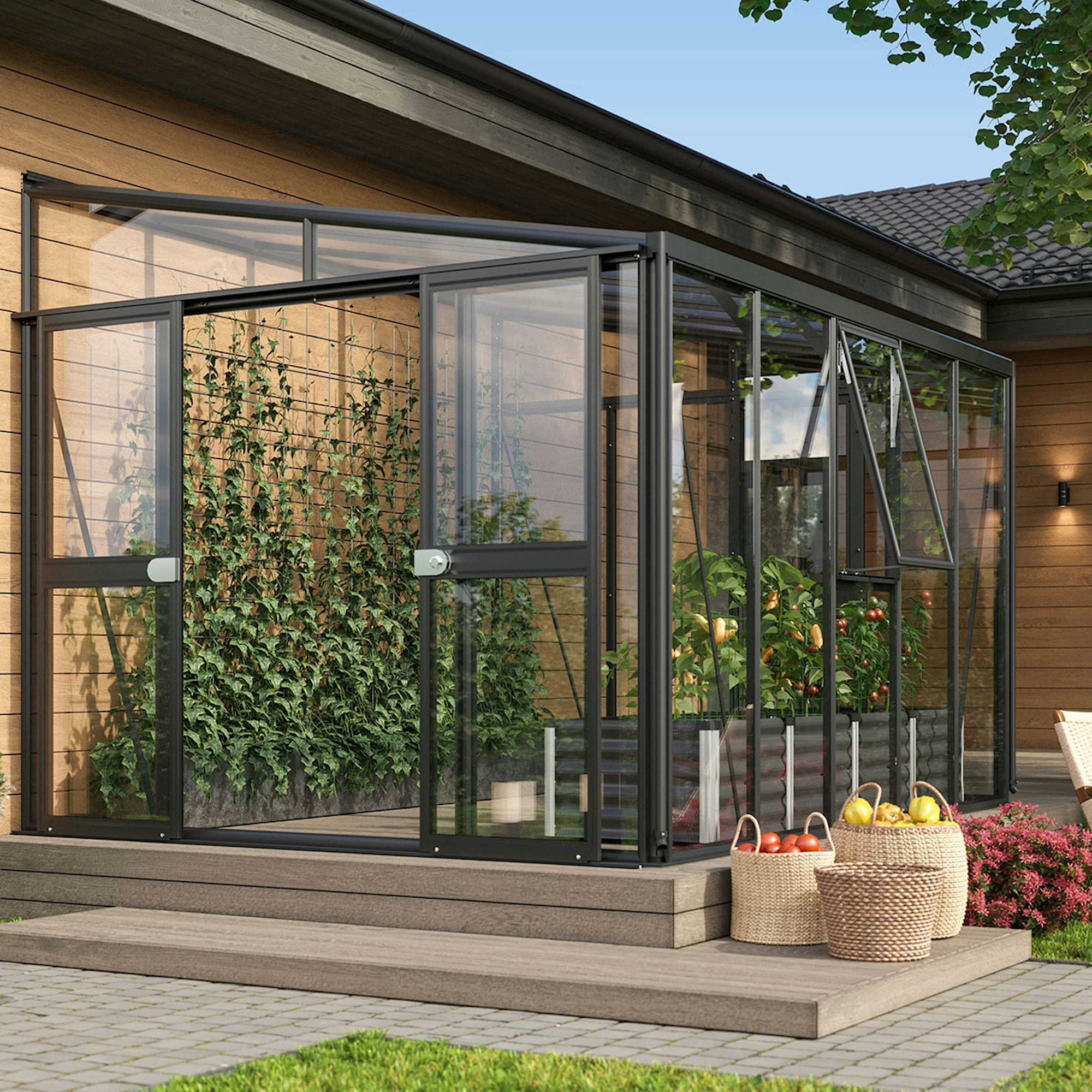 Vitavia Helena 8600 Växthus Härdat glas Svart - 8,6 m2