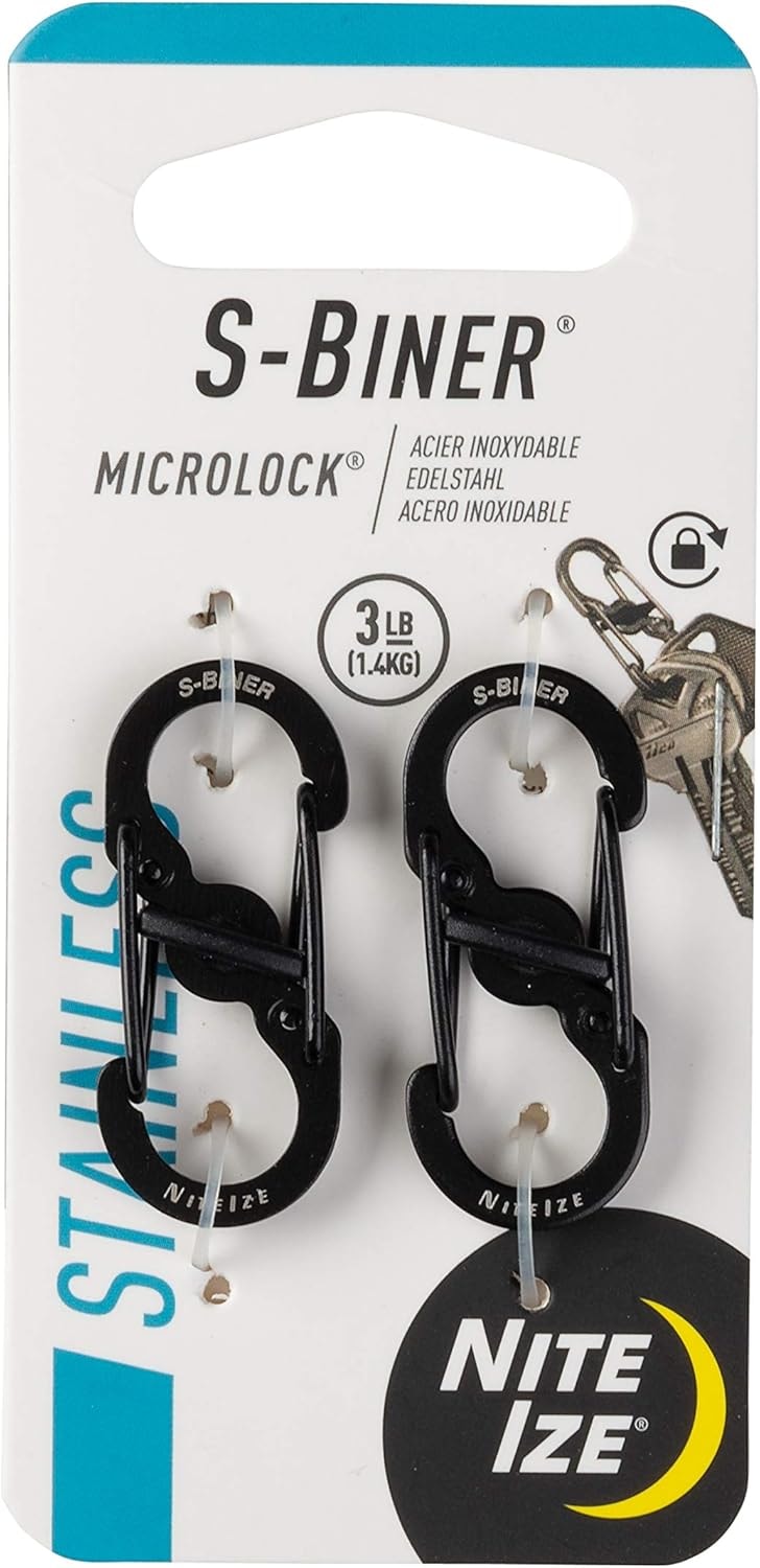 S-Biner® MicroLock -karabiinihaka, teräs, 2 kpl, musta