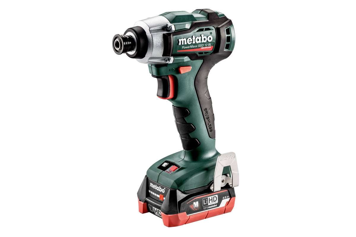 Metabo Slagskruvdragare PowerMaxx SSD 12 BL med 2st 4,0Ah LiHD-batterier & laddare ASC 55