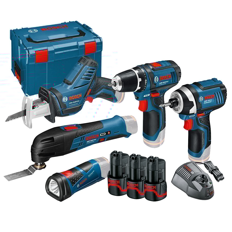 Bosch 12V Professional Werkzeugset 12 V-LI mit 5 kabellosen Maschinen
