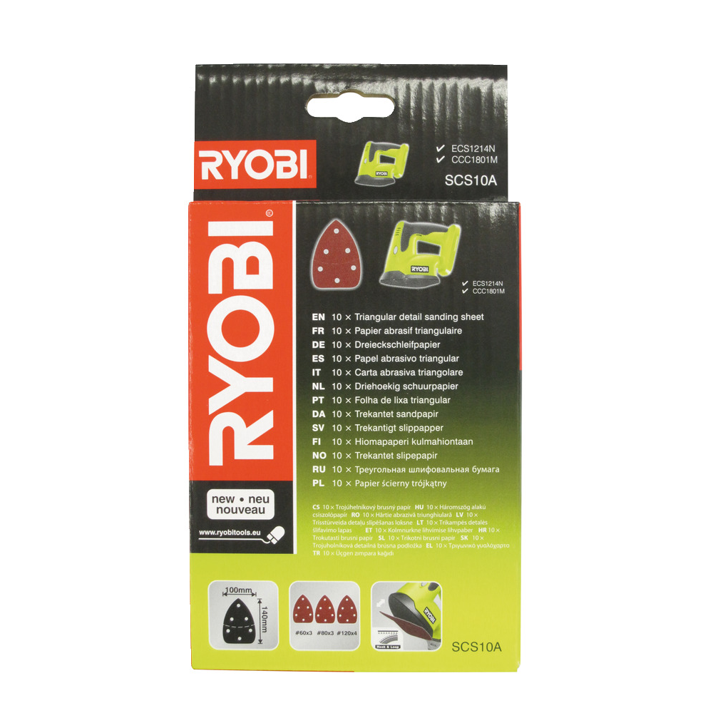 Ryobi SCS10A Slippapper Triangel 100x140mm 6H 10-pack