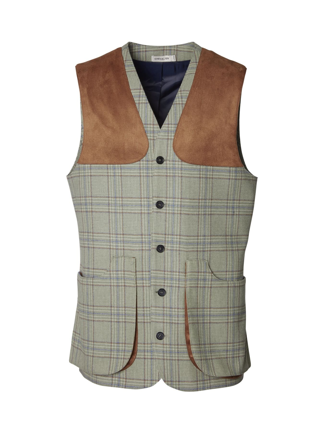 Chevalier Wiston Shooting Tweed Vest Men Willow Green Checked XL
