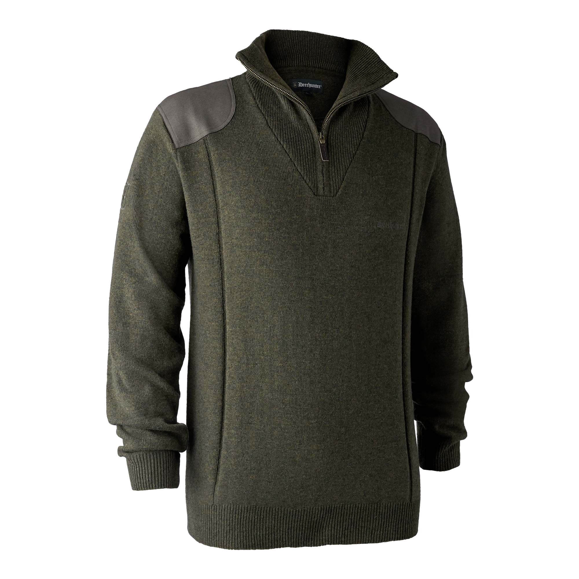 Deerhunter Sheffield Knit with zip-neck Green Melange 2XL