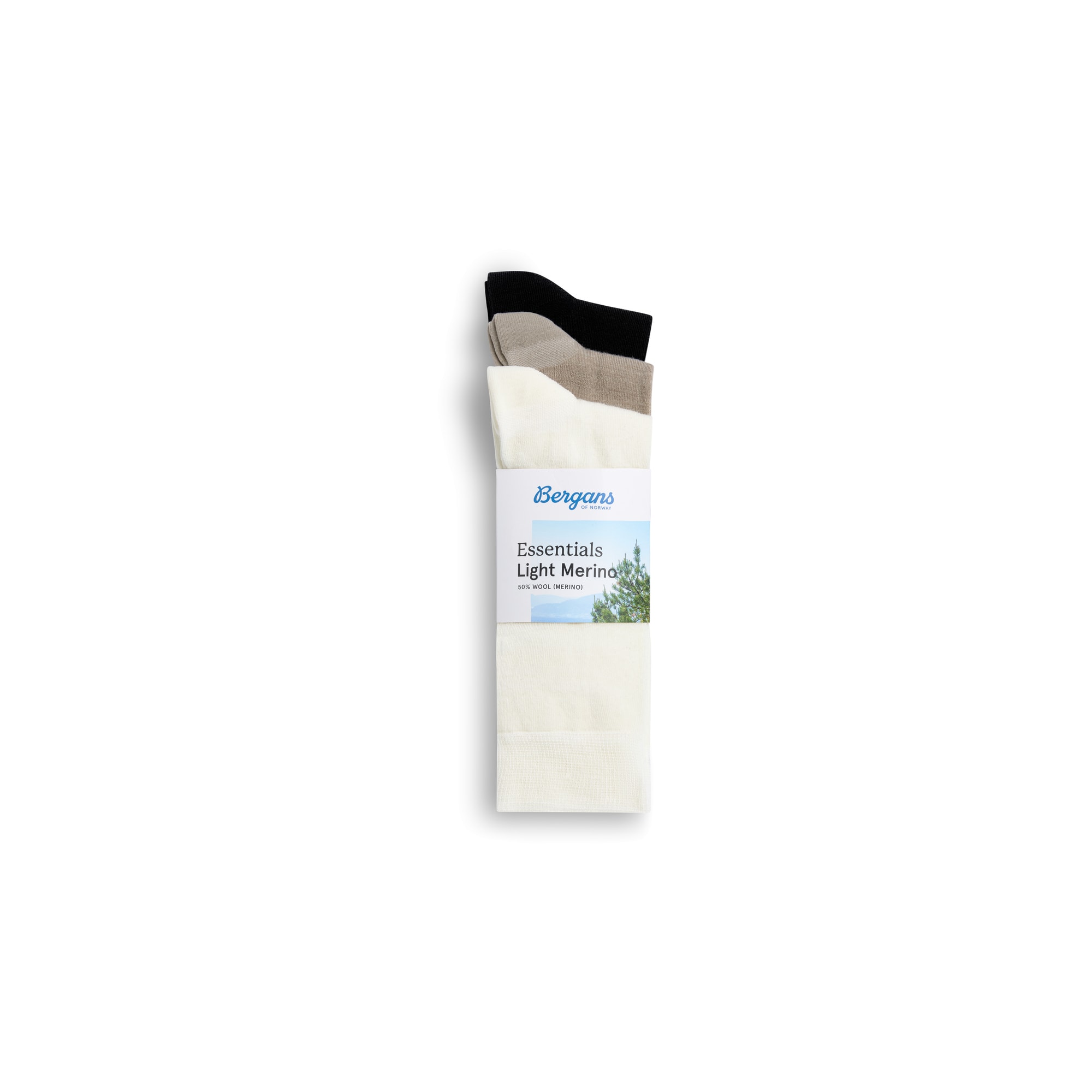 Bergans Essentials Light Merino Ullstrumpor 3-pack Creme/Beige/Black