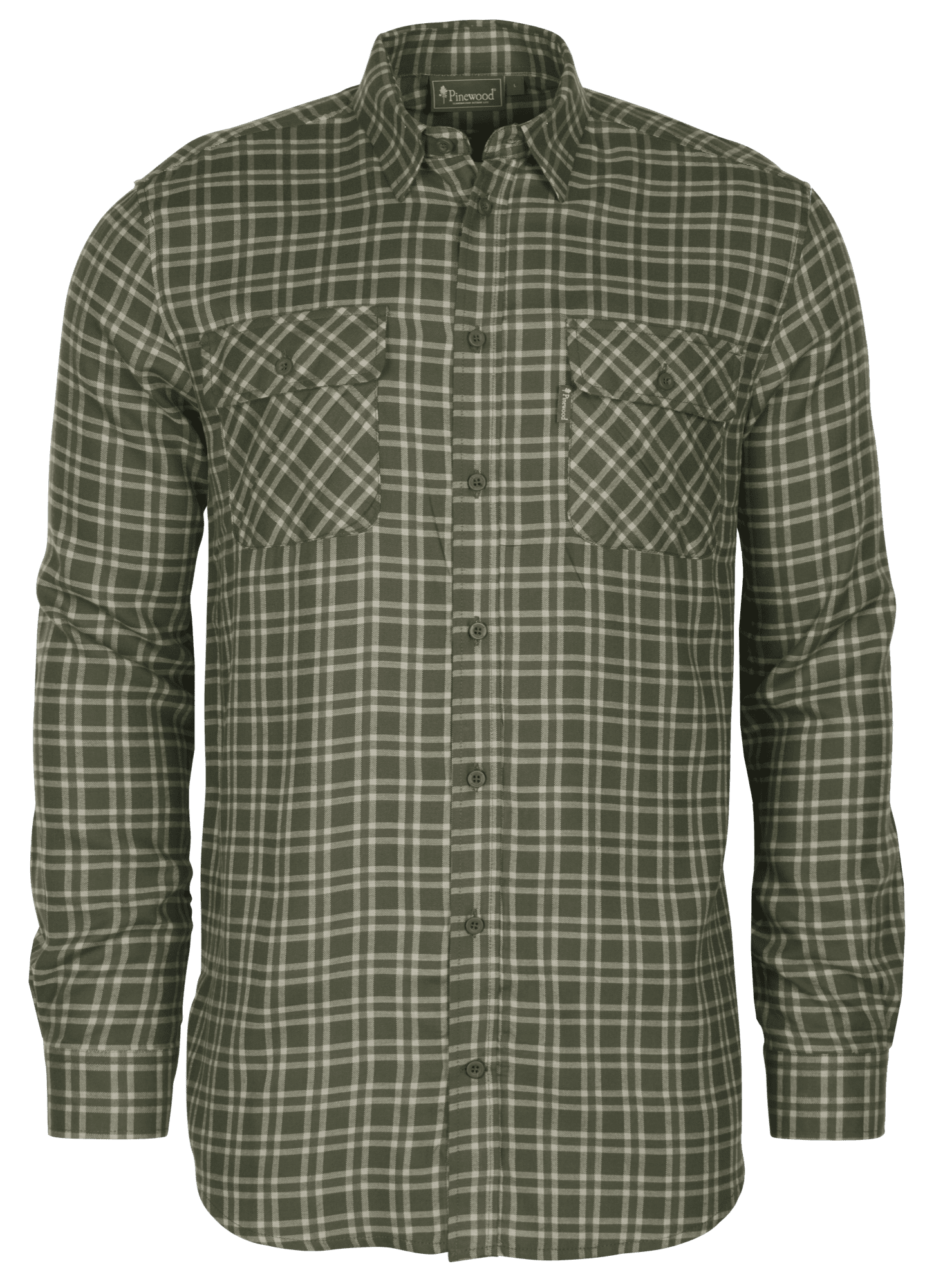 Pinewood Lappland Ullskjorta Herr Mossgreen/Light Khaki