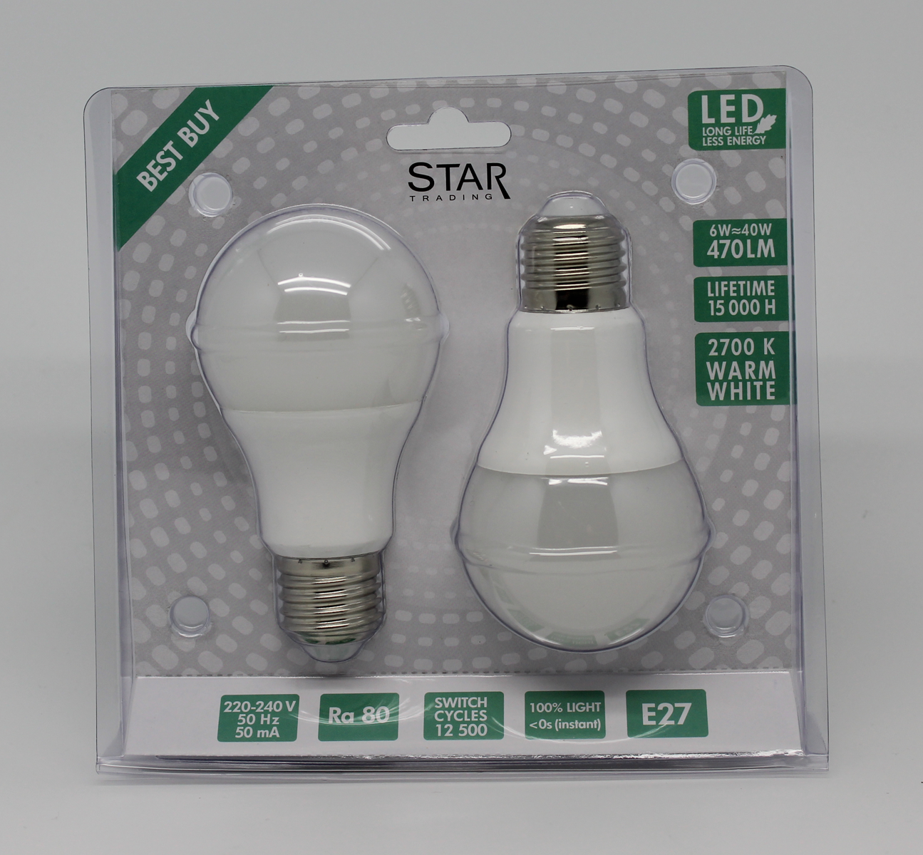 LED-Lamppu 2-pakkaus 6W E27