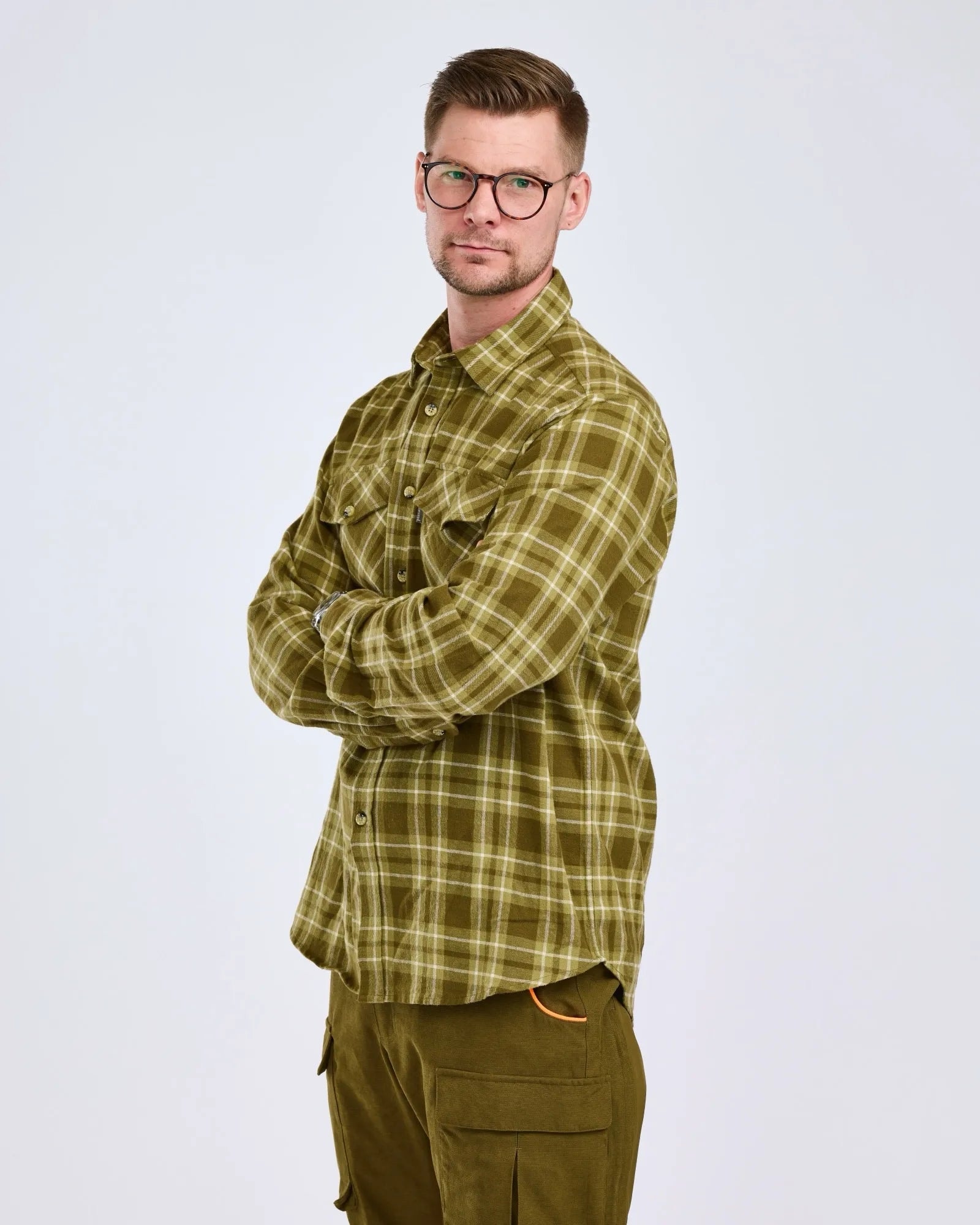 Pinewood Härjedalen Skjorta Herr Olive Green