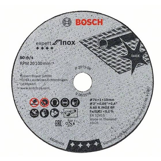 Bosch Expert for Inox 5 stk x 76 x 1 x 10mm skjæreskive A 60 R INOX BF; 76 mm; 1 mm; 10 mm