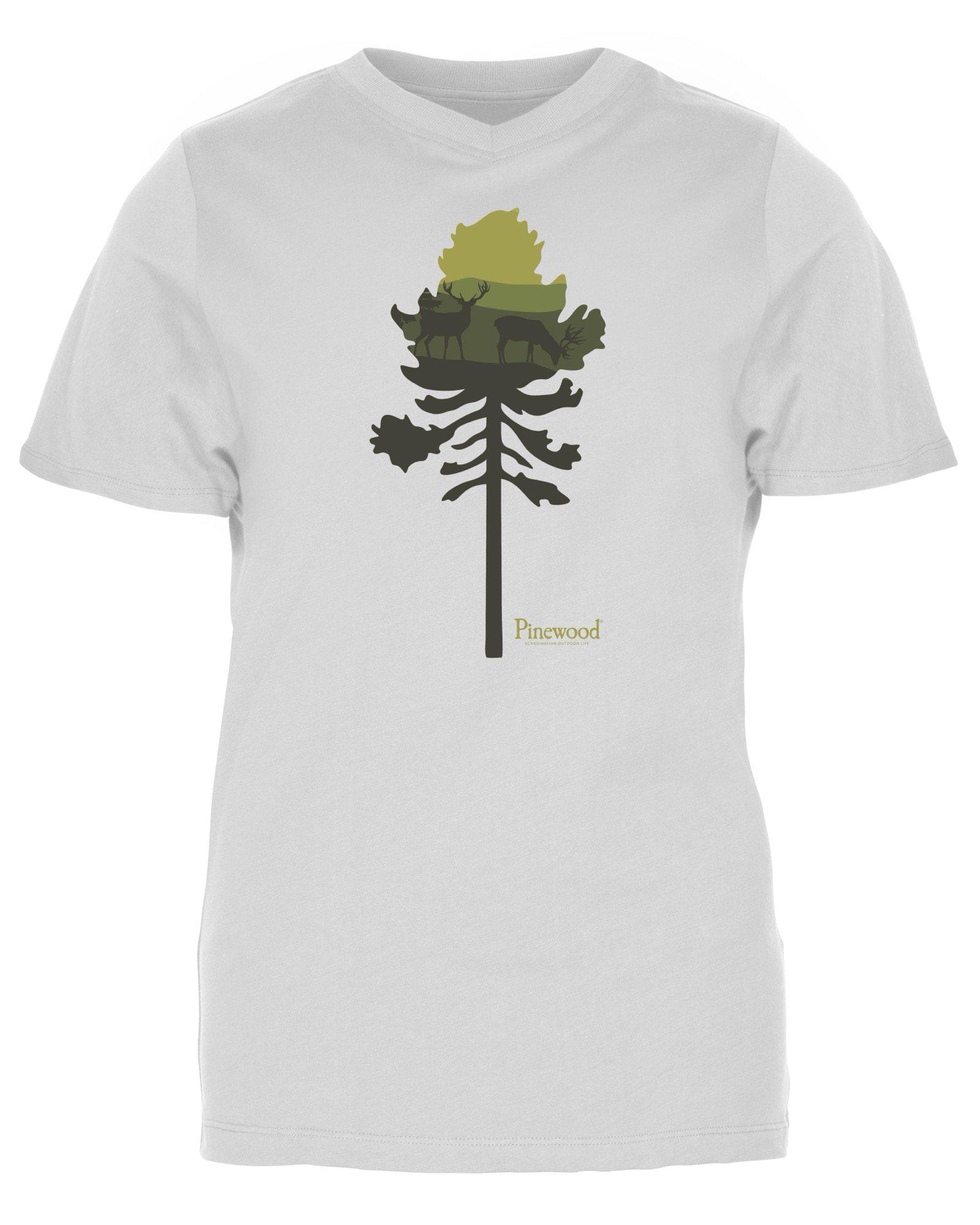 Pinewood Finnveden Recycled Outdoor T-Shirt Dam White Melange Pine Tree