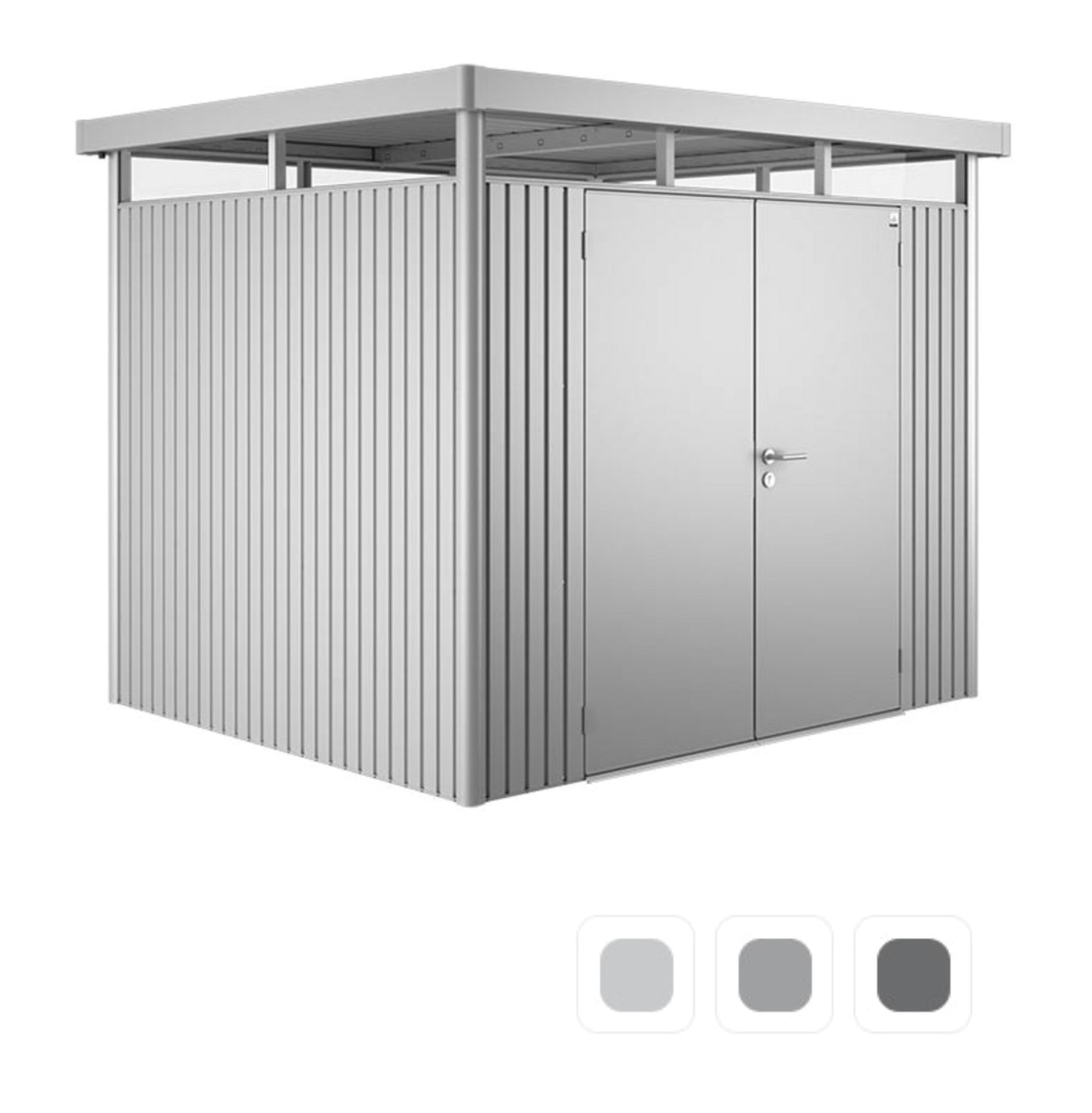 Biohort redskabsrum HighLine H5 i kvartsgrå metallic med dobbeltdør