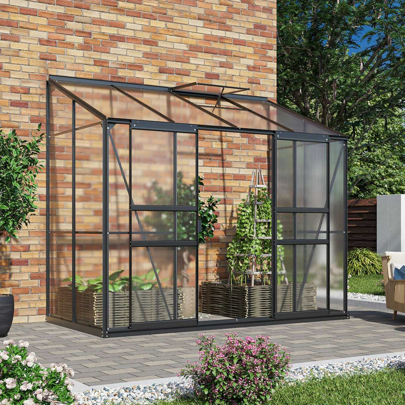 Vitavia Ida 3300 Växthus - 3,3 m2 Svart 4mm Poly med sockel - Finns i flera färger