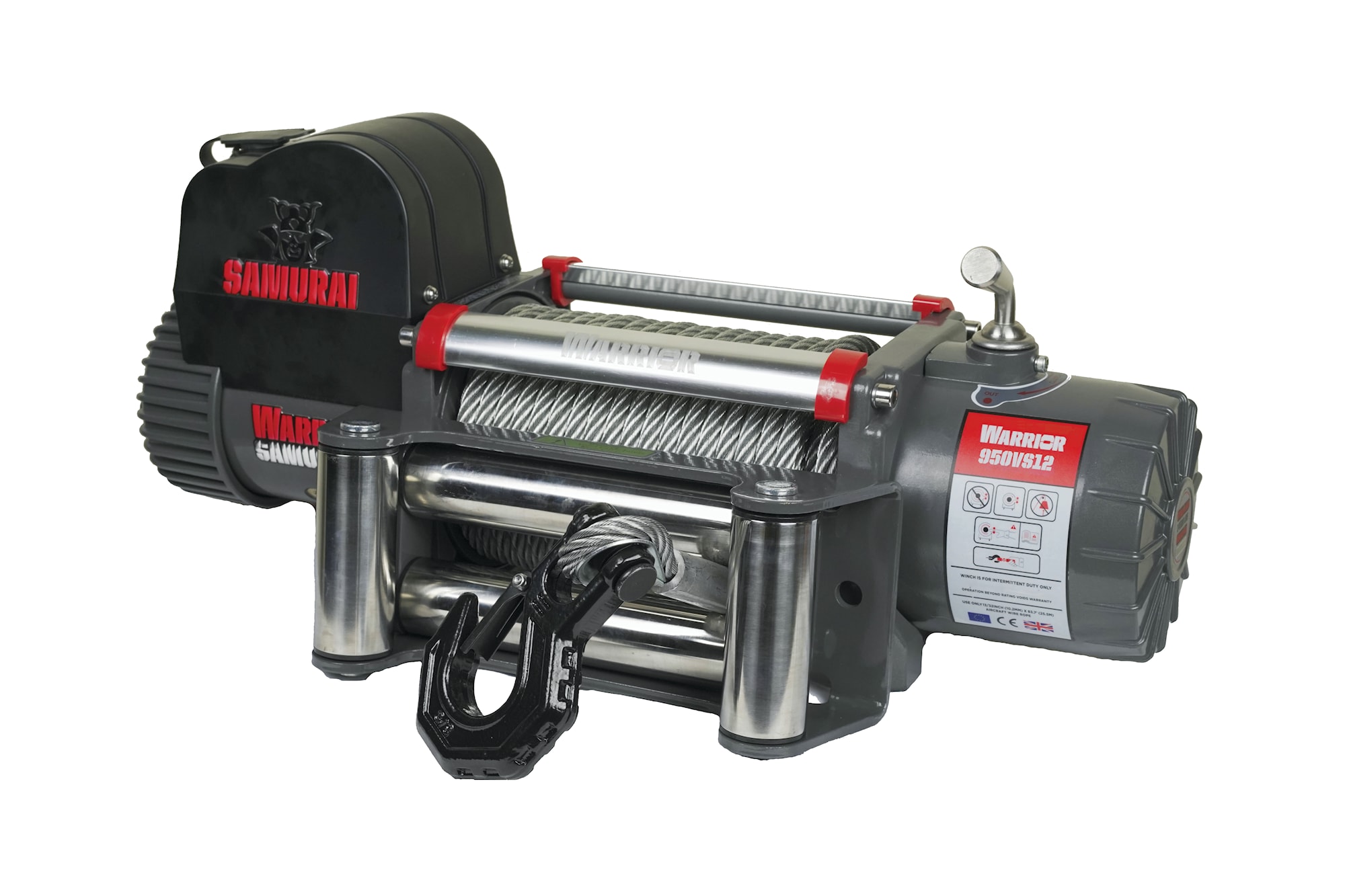 Warrior Winches Samurai V2 9500 Premium Vinsch, 24V Stålvajer