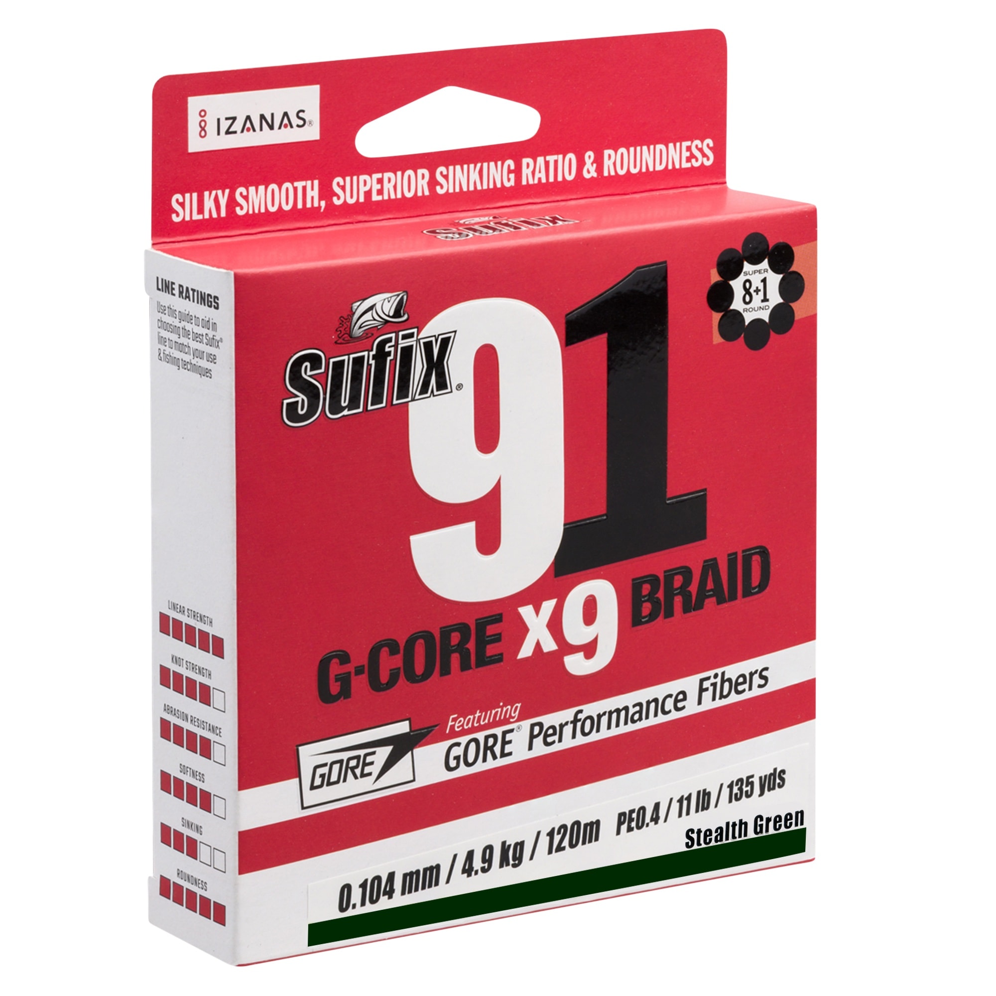 SUFIX 91 Braid Lo-Vis Green 150m 0,148mm 7,2kg -