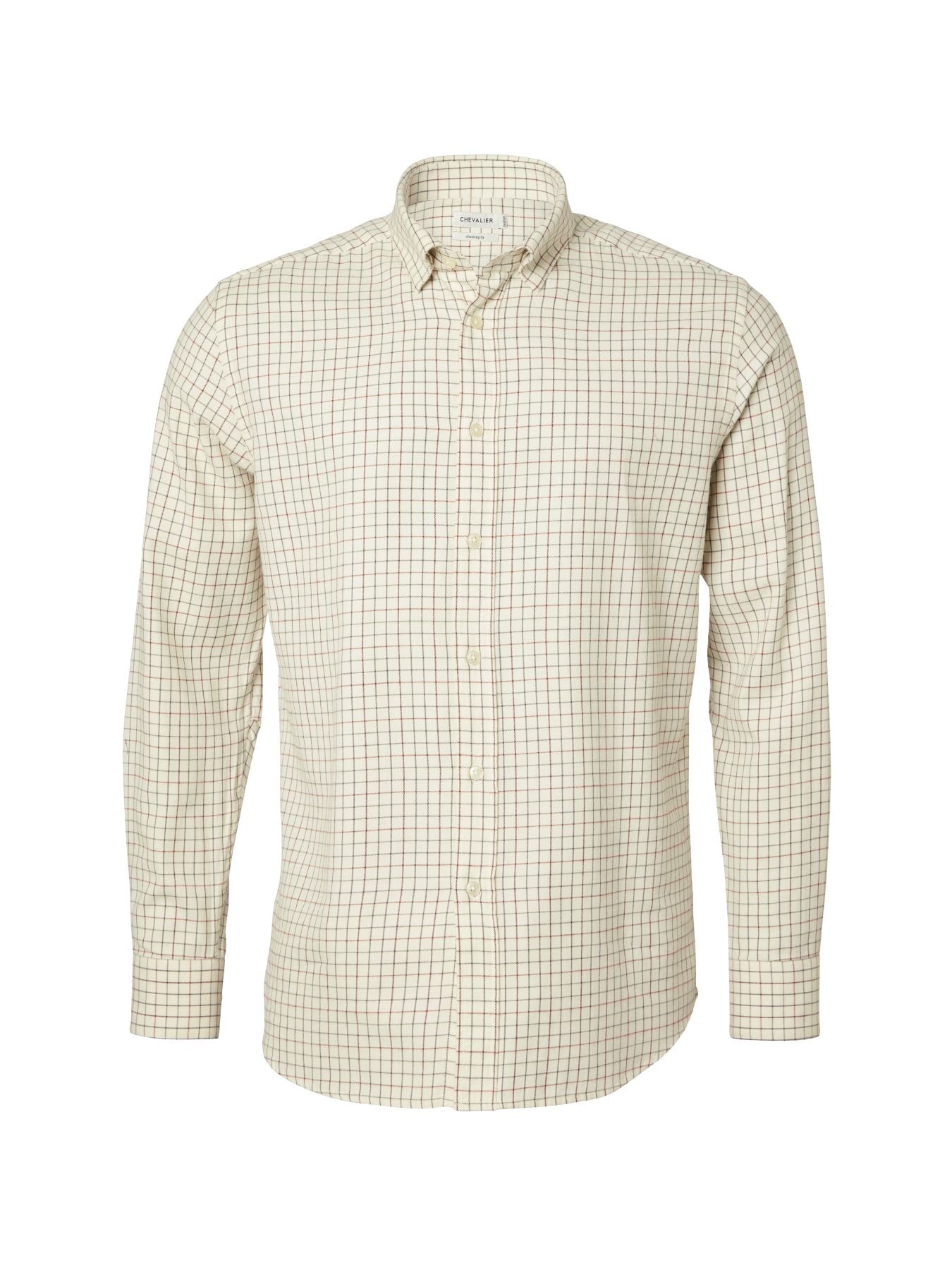 Chevalier Redway Shooting Fit Wool Shirt Men Dark Red Tattersall XL