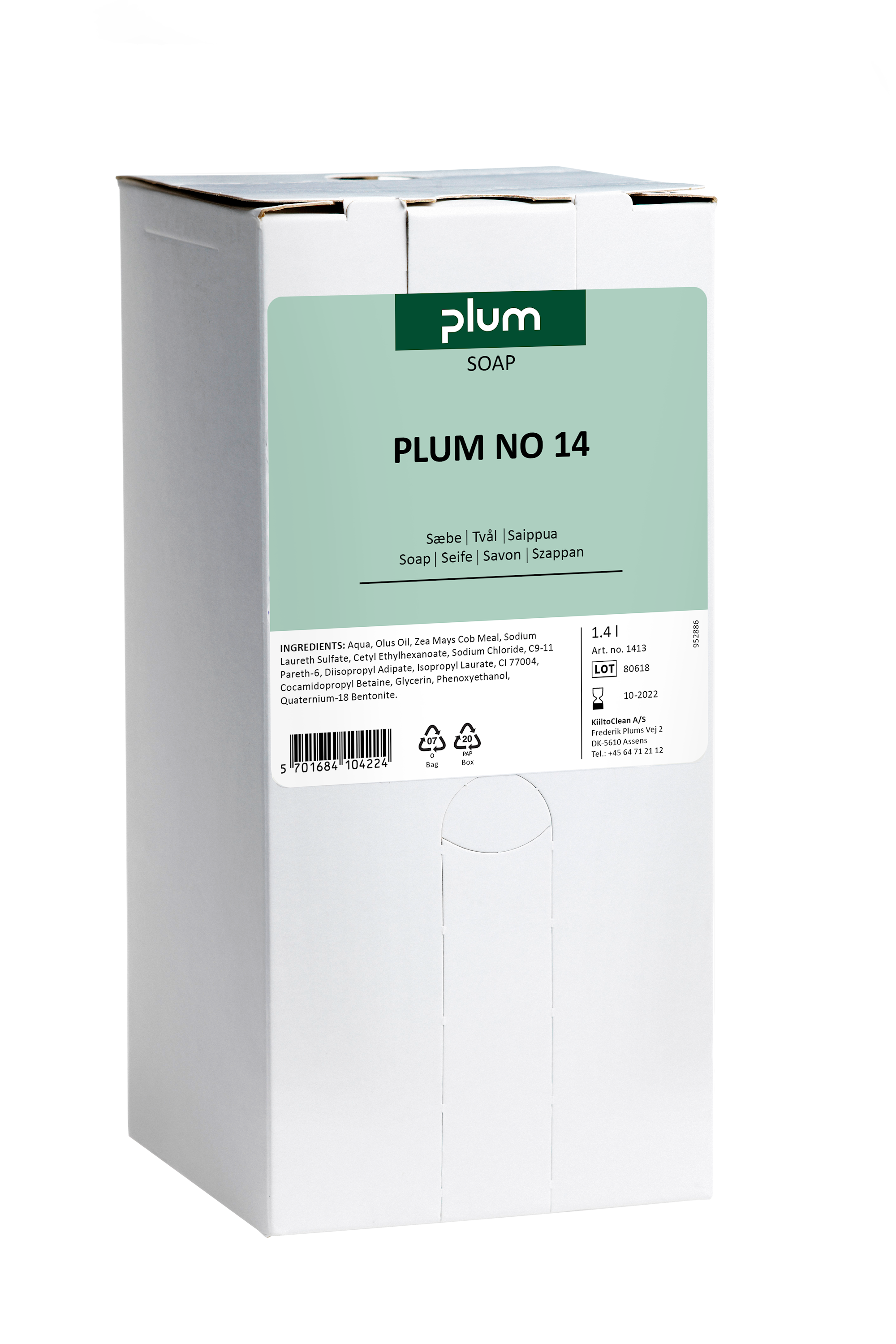 Plum Flytande tvål Plum 14 1,4 L Bag in box