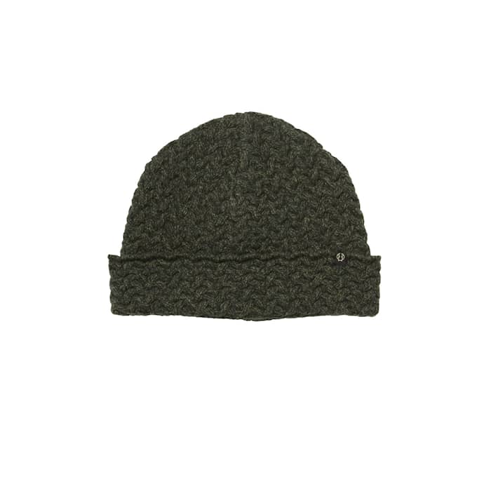 Chevalier Shandy Cable Knit Wool Beanie Dark Green One Size
