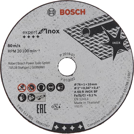 Bosch Skæreskive Expert for Inox A 60 R INOX BF; 76 mm; 1 mm; 10 mm