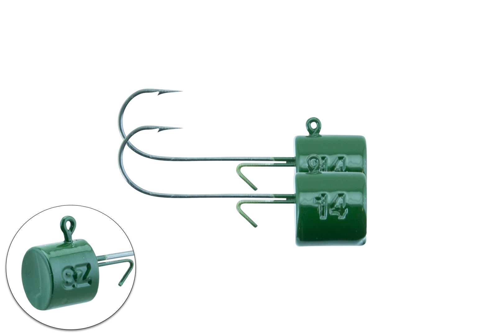 Svartzonker Ned Jig Head 3/0 Bismuth 2-pack Dark Green 14 g