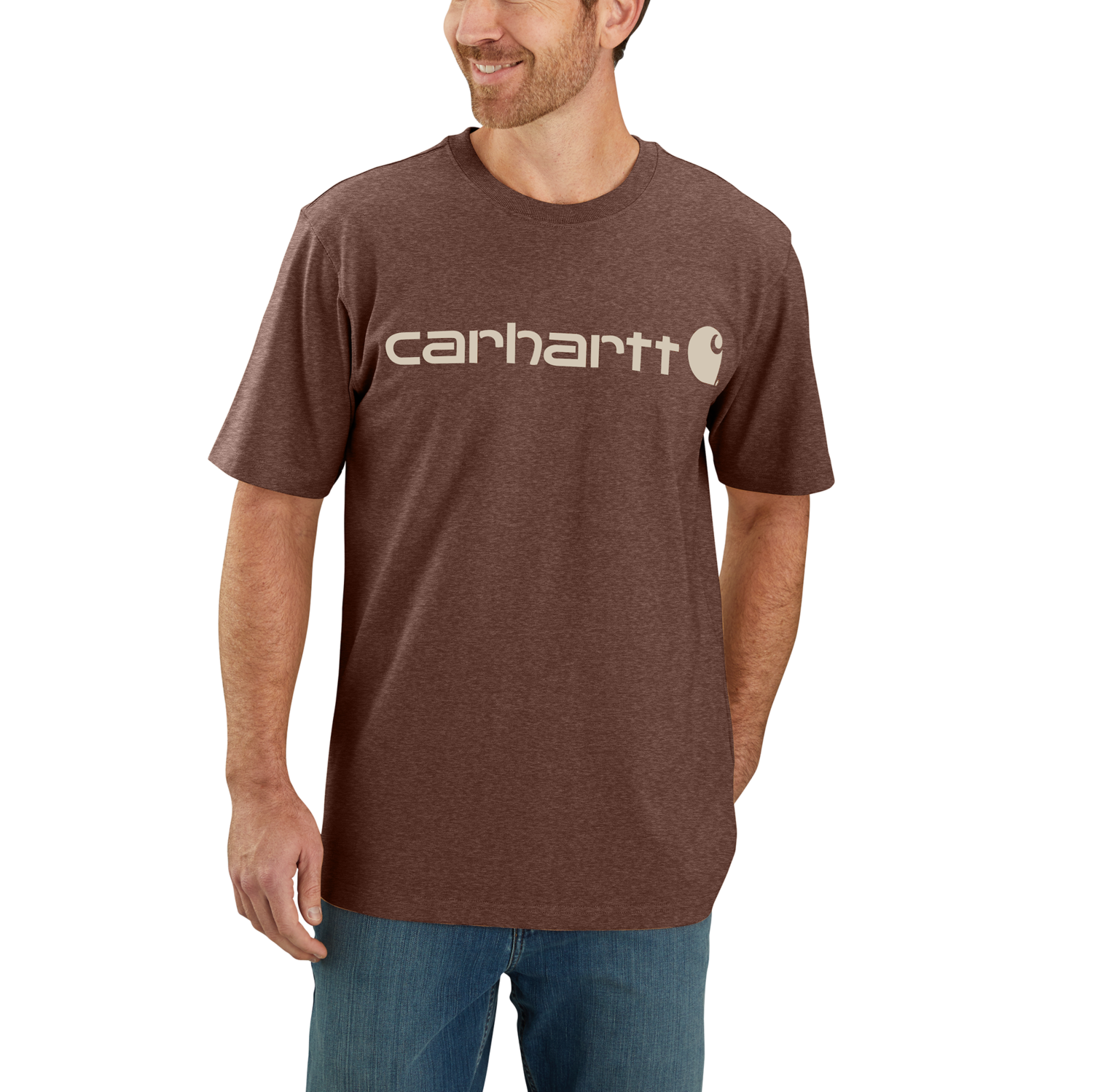 Carhartt Core Logo T-Shirt s/s, Herren, Mocha Heather
