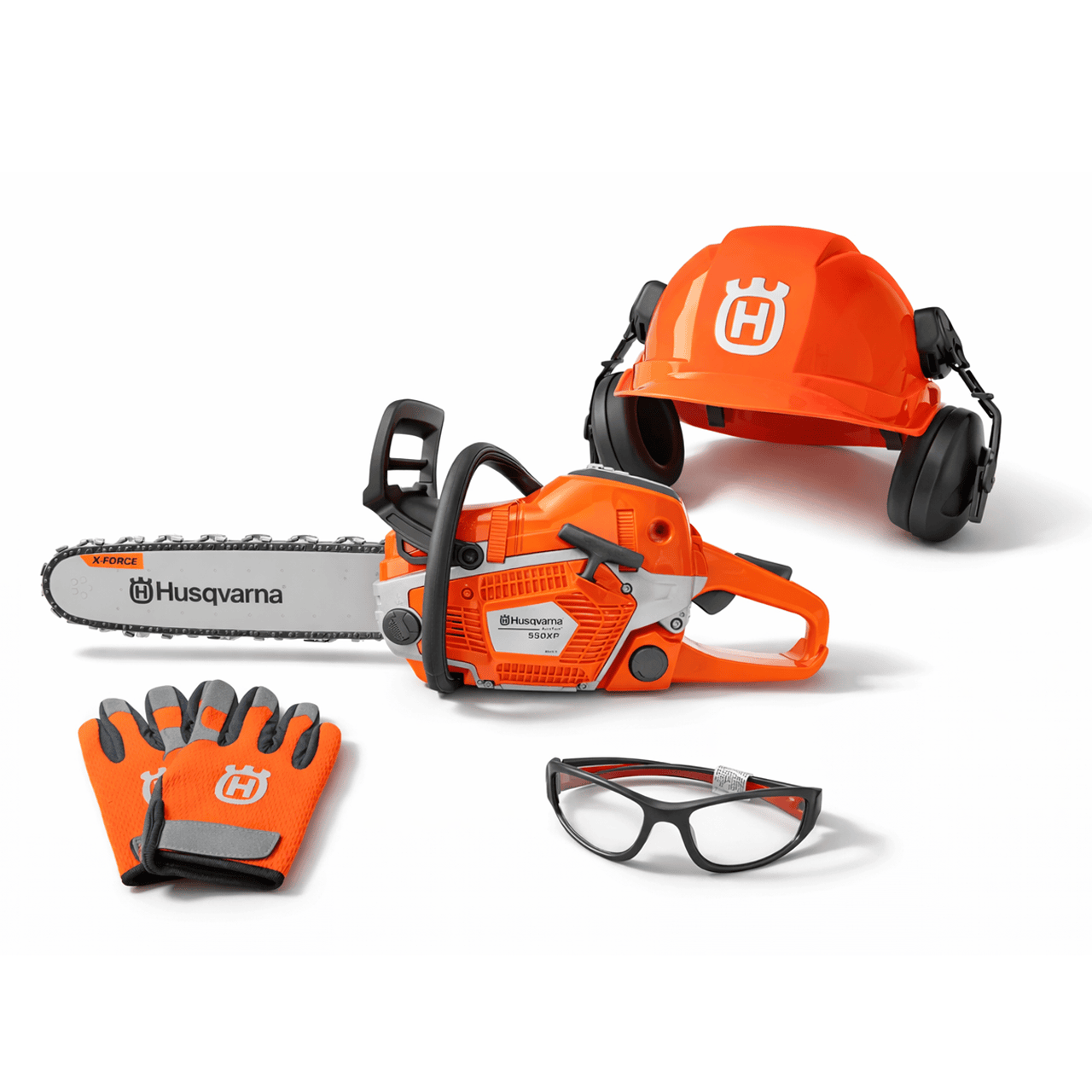 Husqvarna Legetøjskædesav 550XP med beskyttelsesudstyr