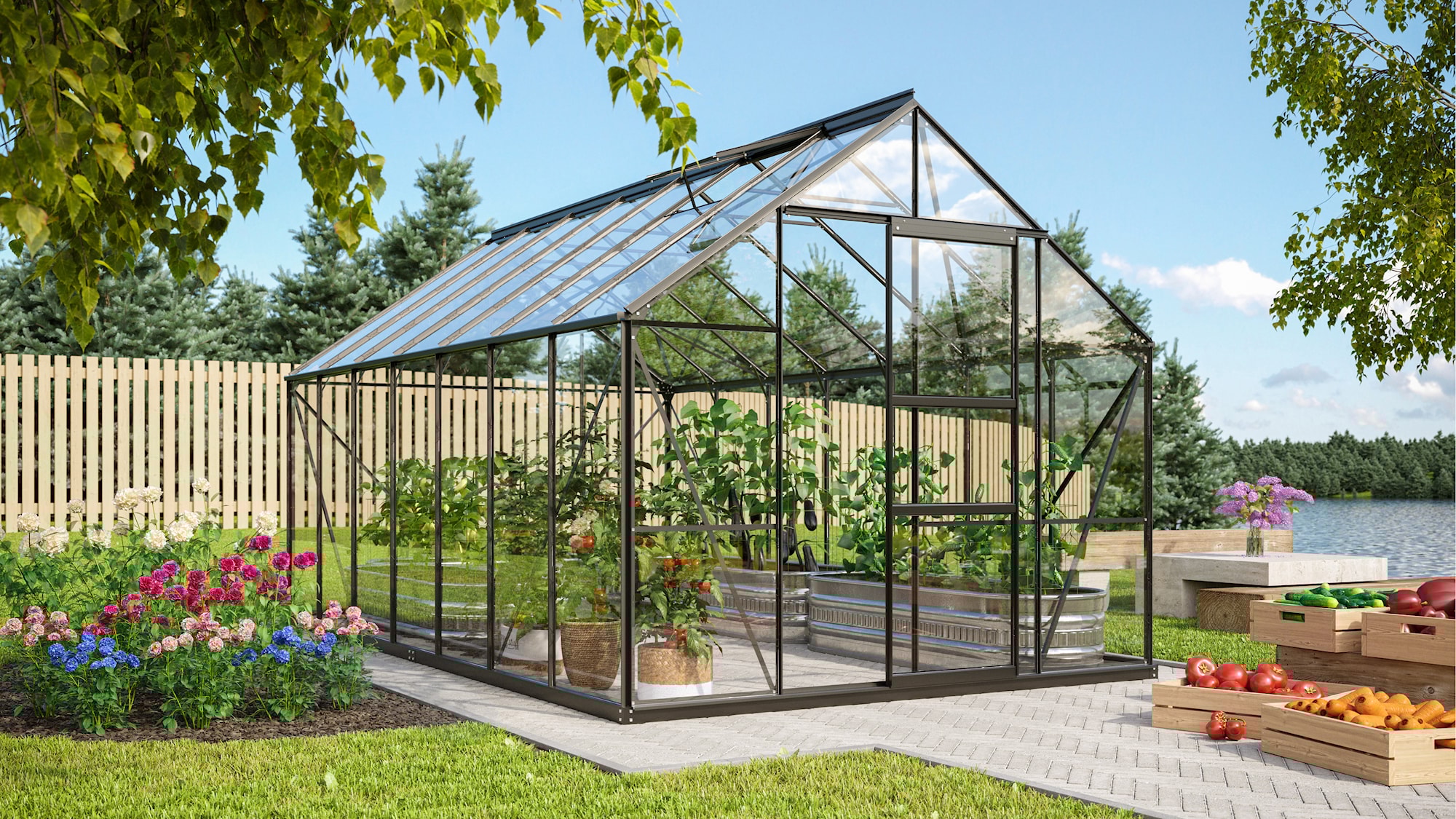 Vitavia Merkur 11500 Växthus - 11,5 m2 Svart 3mm Härdat Glas -