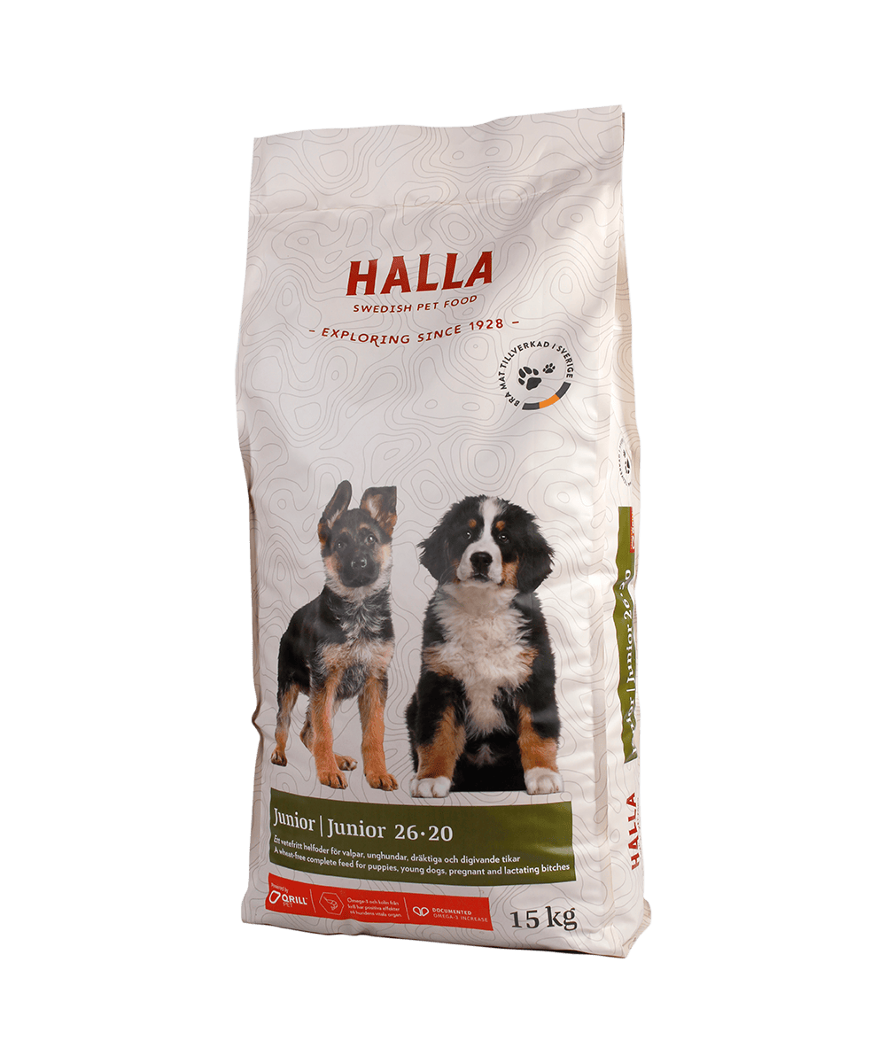 Halla Junior Qrill Hundfoder 15 kg