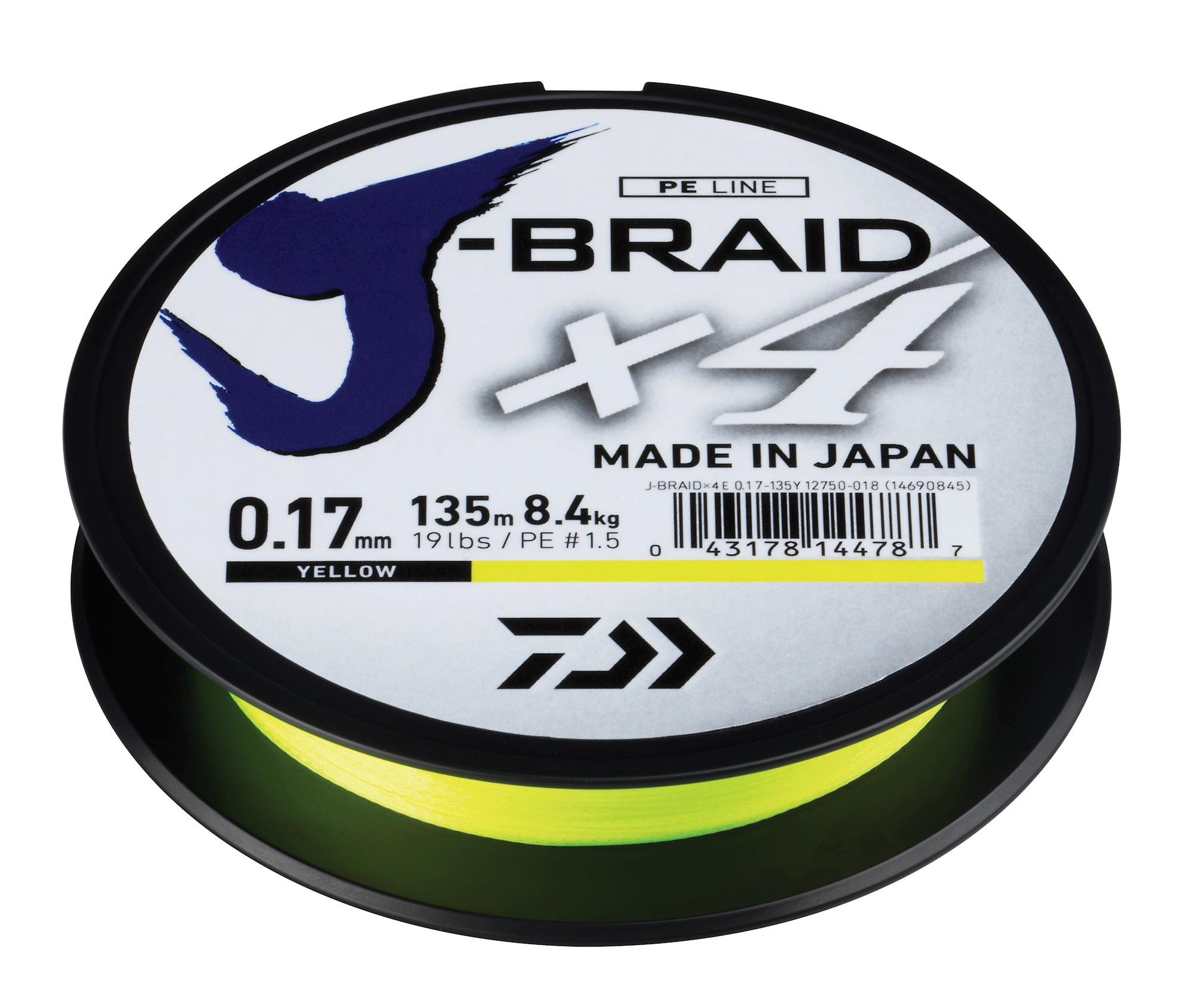 Daiwa J-Braid X4 135m Yellow Fiskelina