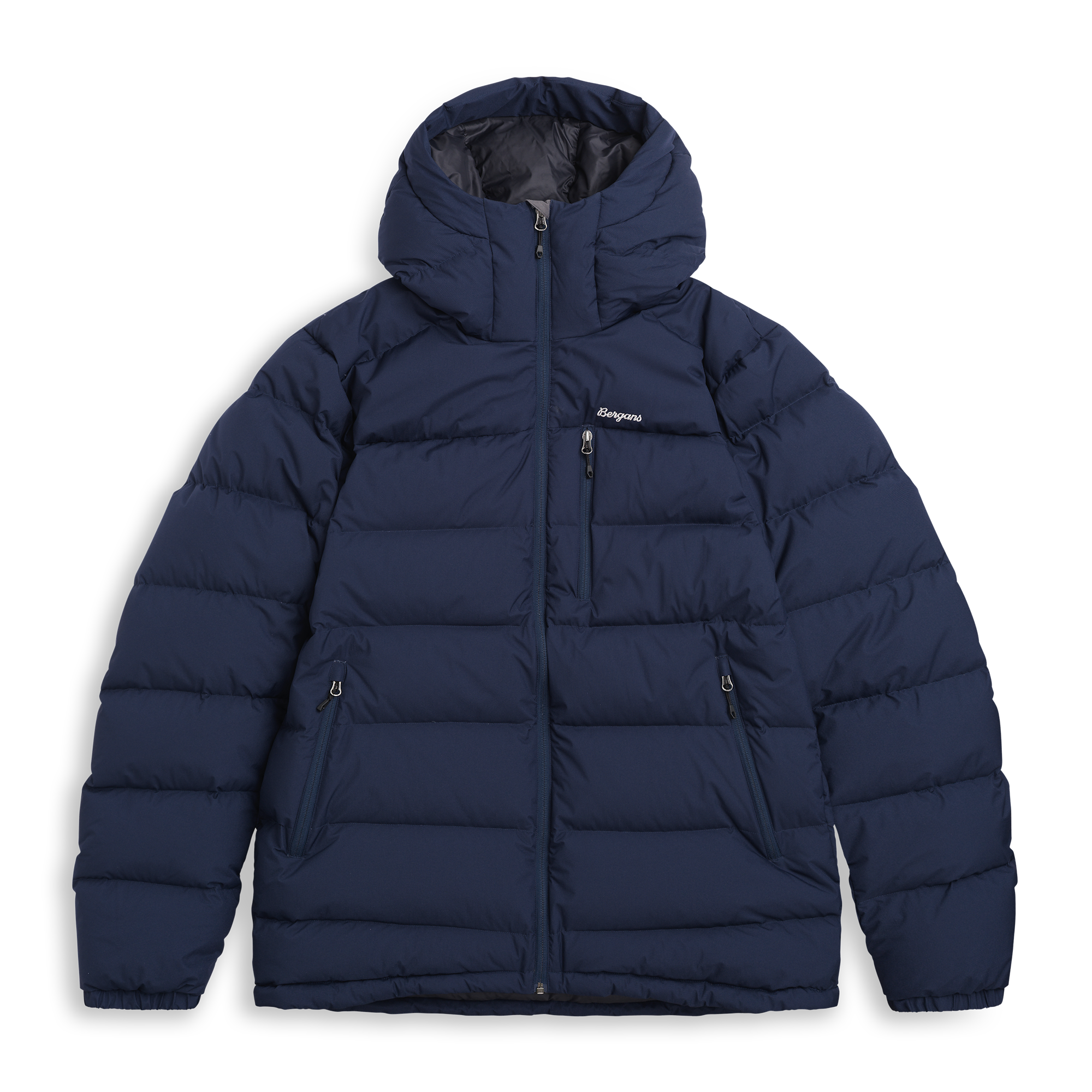 Bergans Lava Warm Down Jacka med huva Herr Navy Blue/Solid Grey