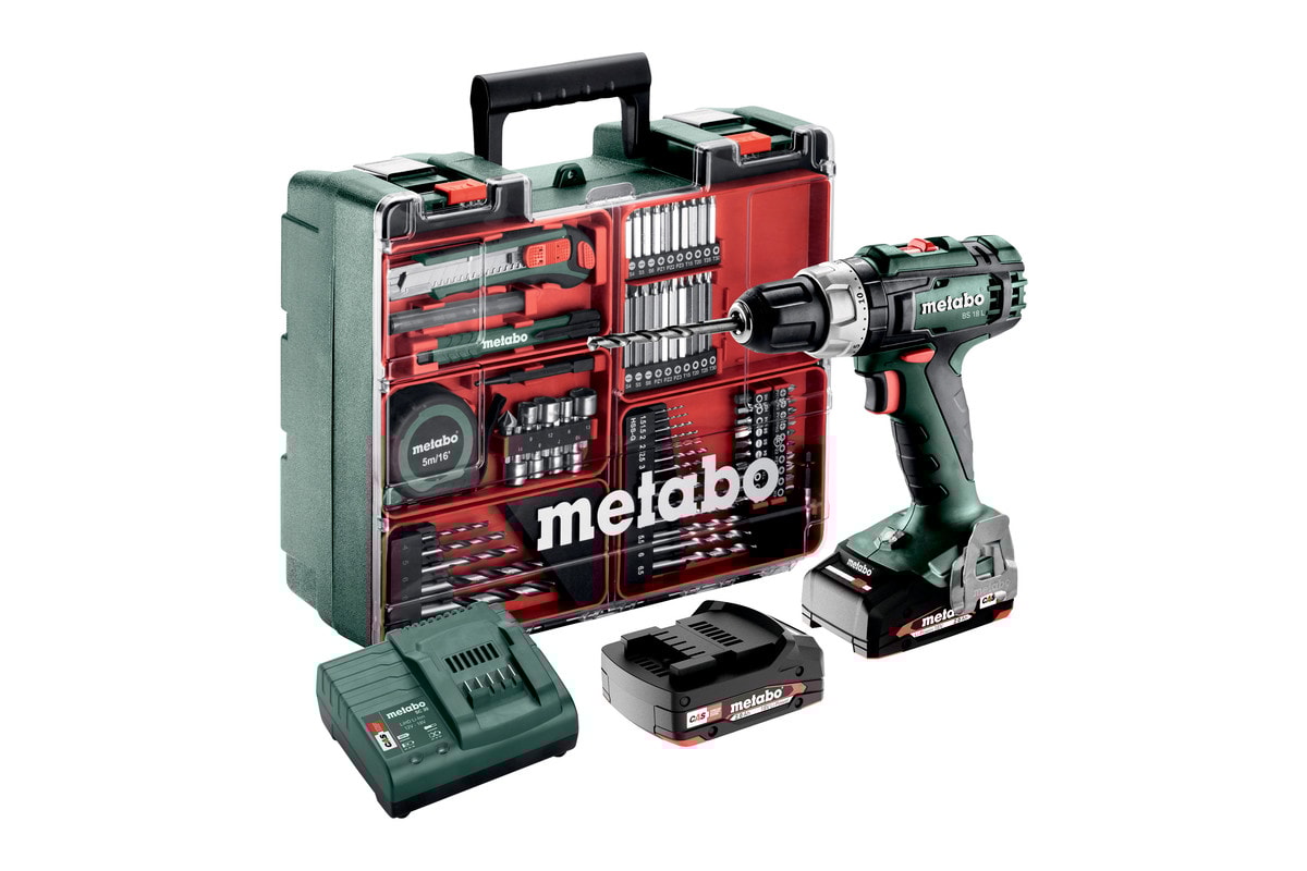 Metabo Skruvdragare BS 18 L Set med tillbehör och 2x2Ah batterier & laddare