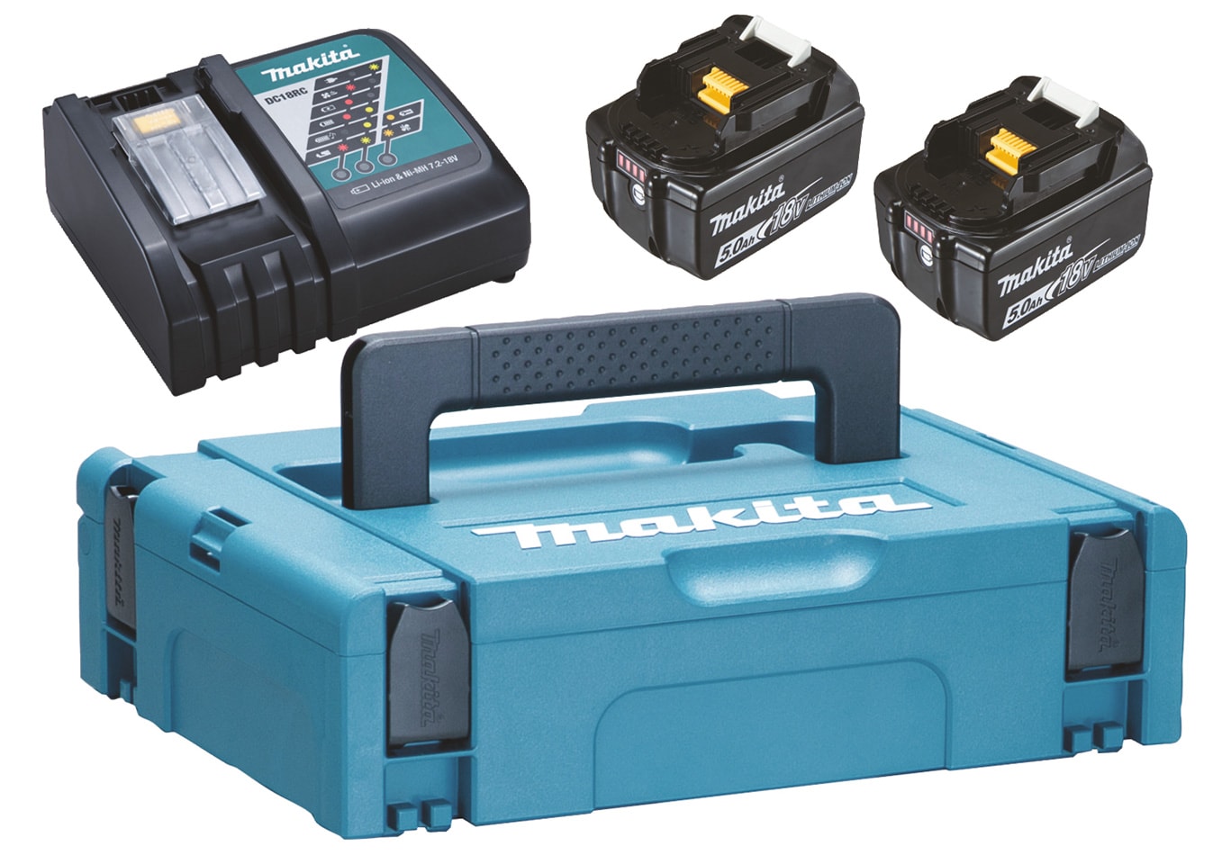 Makita Akkupaketti 18V: 2x5,0 Ah BL1850B + laturi