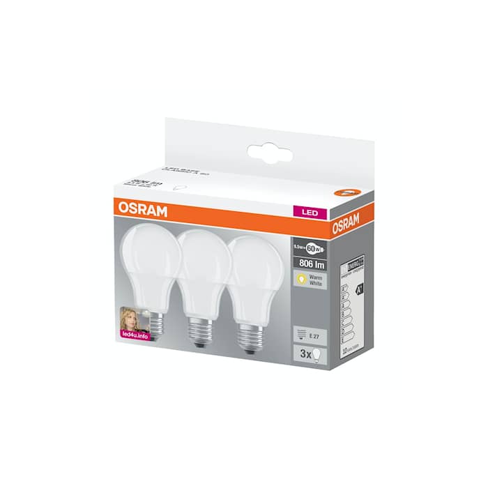 Osram LED-lampa 3-pack 60w