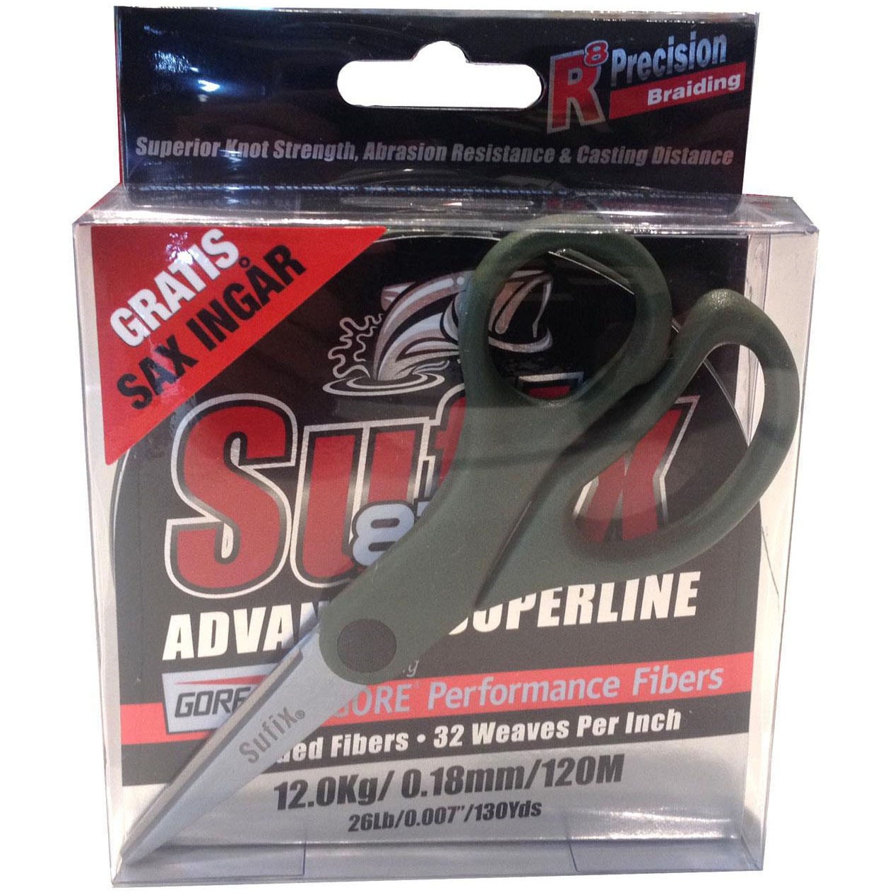 Sufix 832 Braid 0,13 mm Fiskelina inkl. Sax