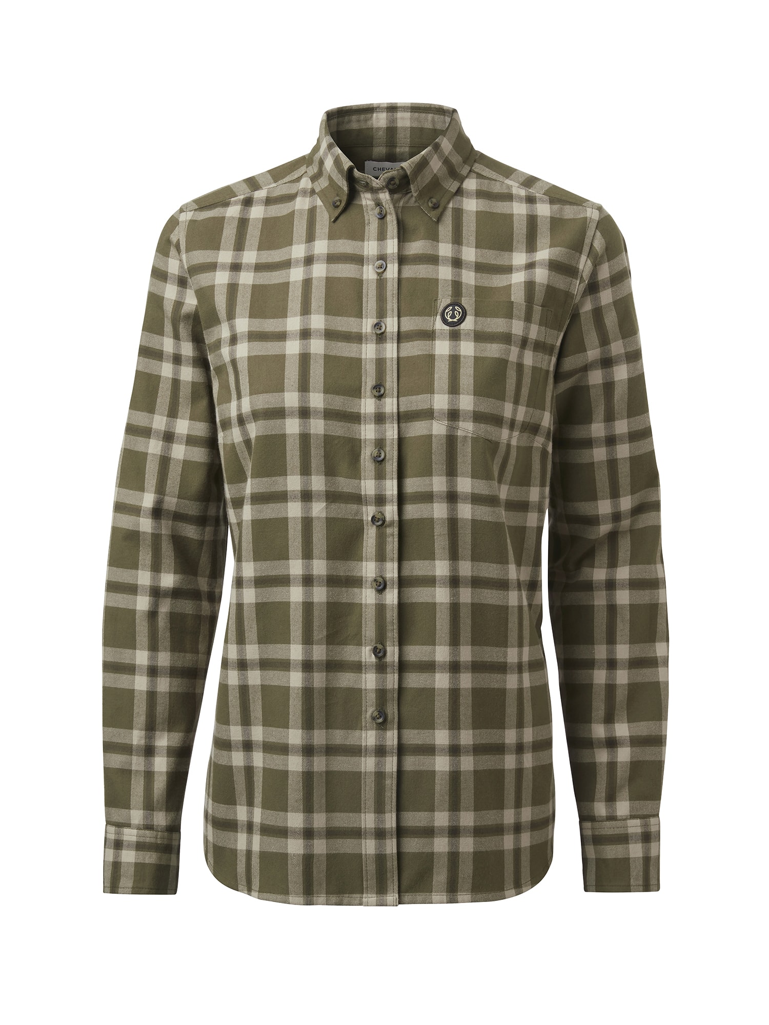 Chevalier Teal Light Flanellskjorte Dame, 44W, Olive Green Checked -