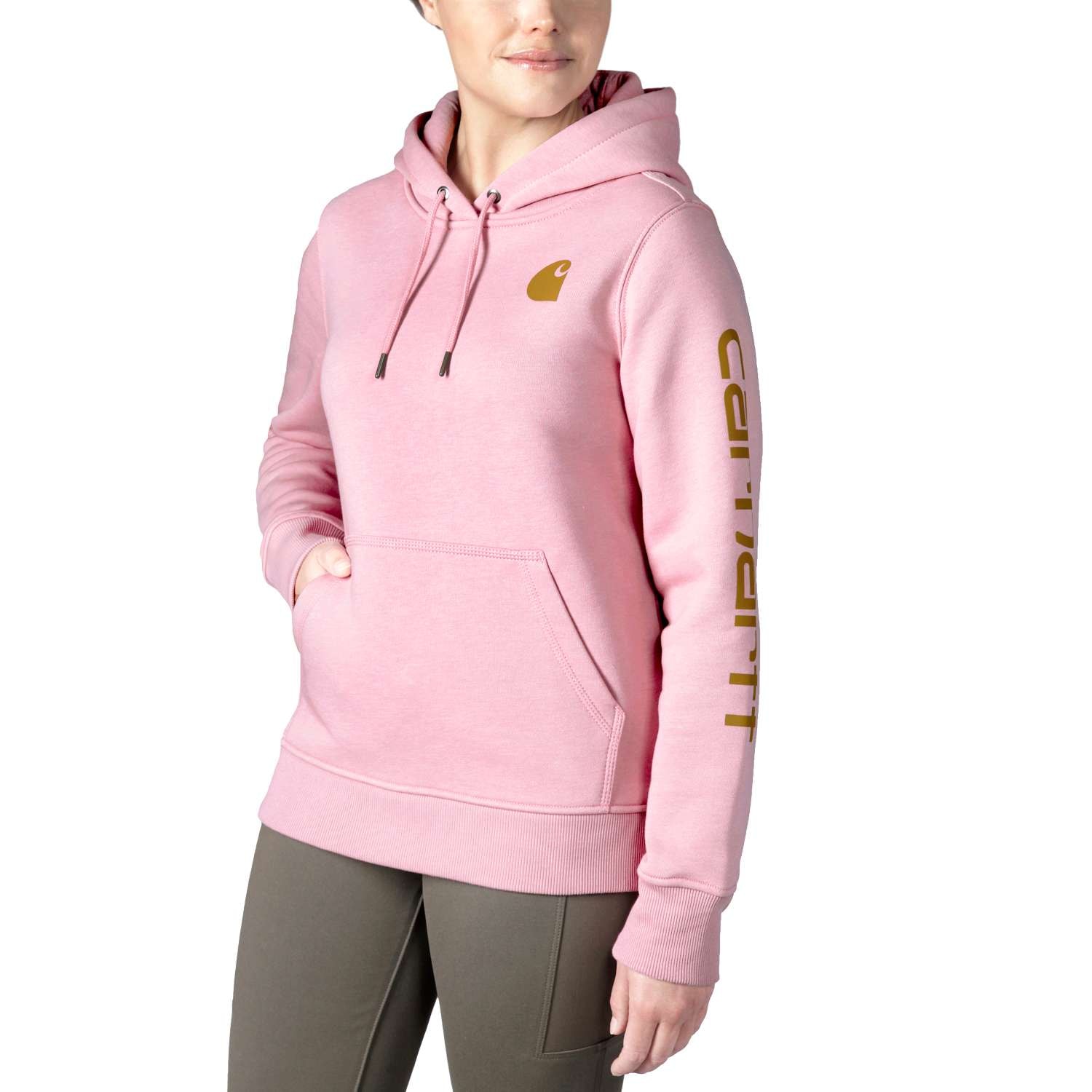 Carhartt logo ærme grafisk trøje, Dame, Foxglove heather