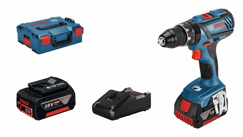 Bosch Slagborrmaskin GSB 18V-28 med 2st 4,0Ah batterier & laddare GAL 18V-40 i L-BOXX