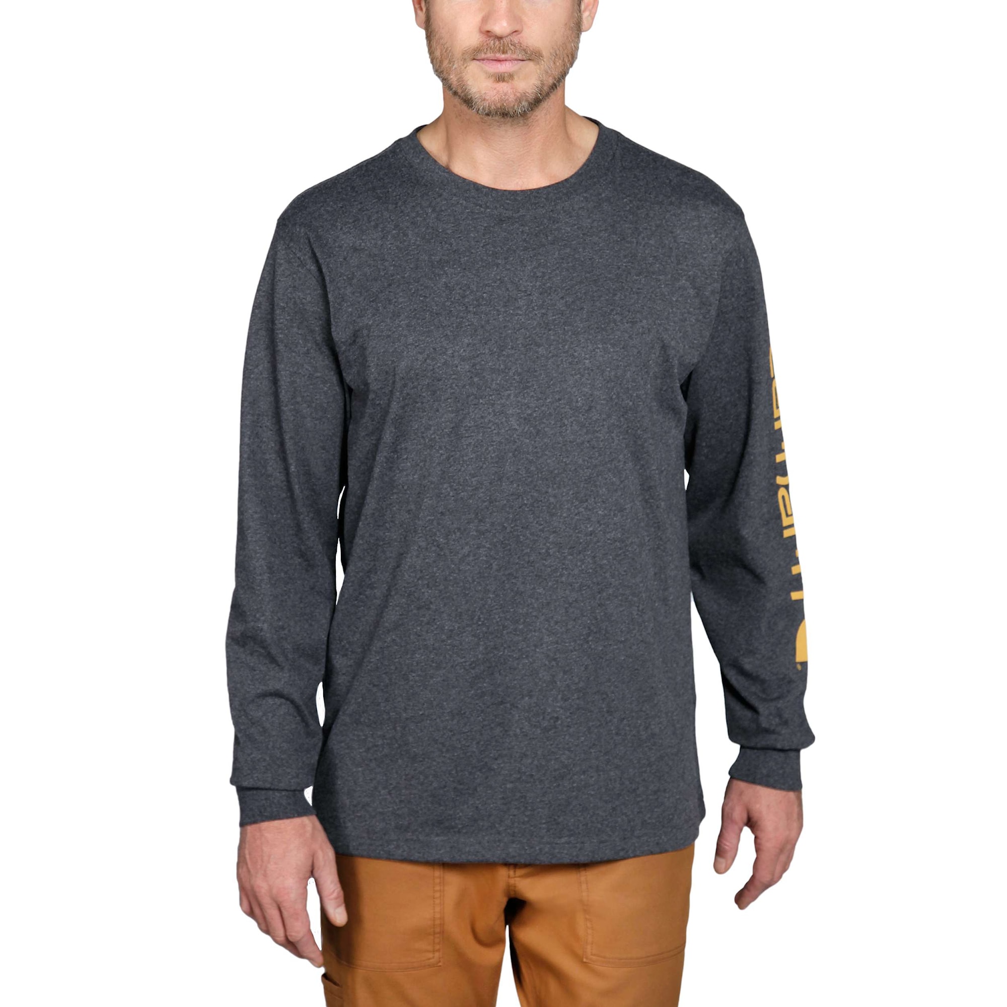 Carhartt Ærme logo l/s T-shirt, Herre, Carbon heather