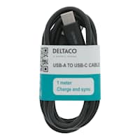 Deltaco USB-C Kabel 1m Sort
