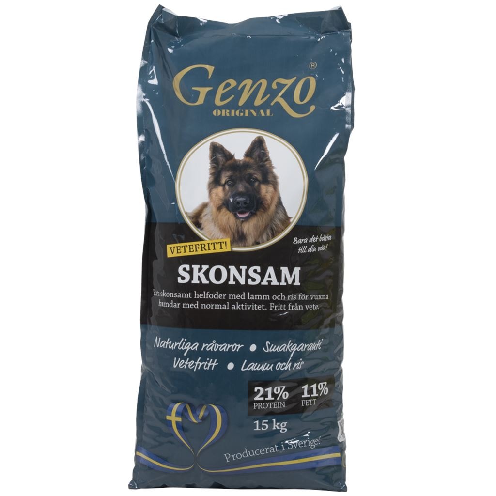 Genzo Skonsam 15 kg Hundfoder Hel Pall 24 säckar -
