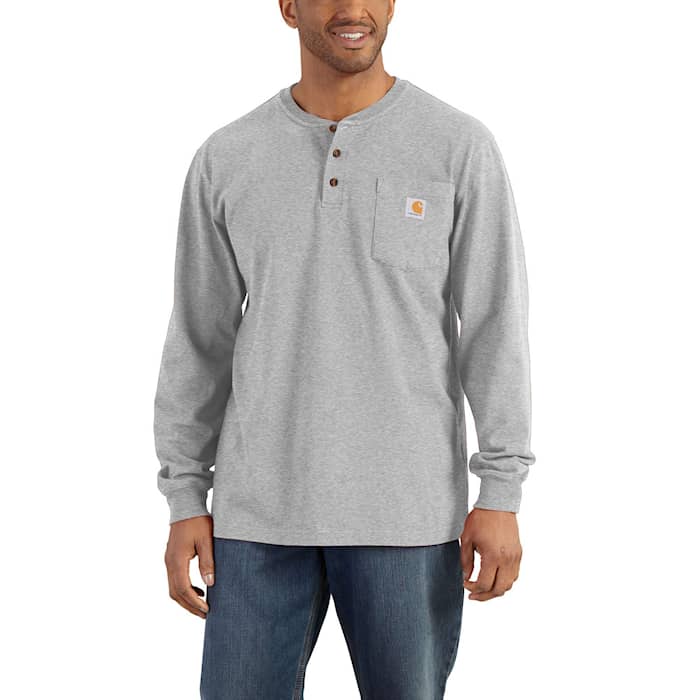 Carhartt Henley Långärmad T-Shirt med knappar Herr Heather Grey