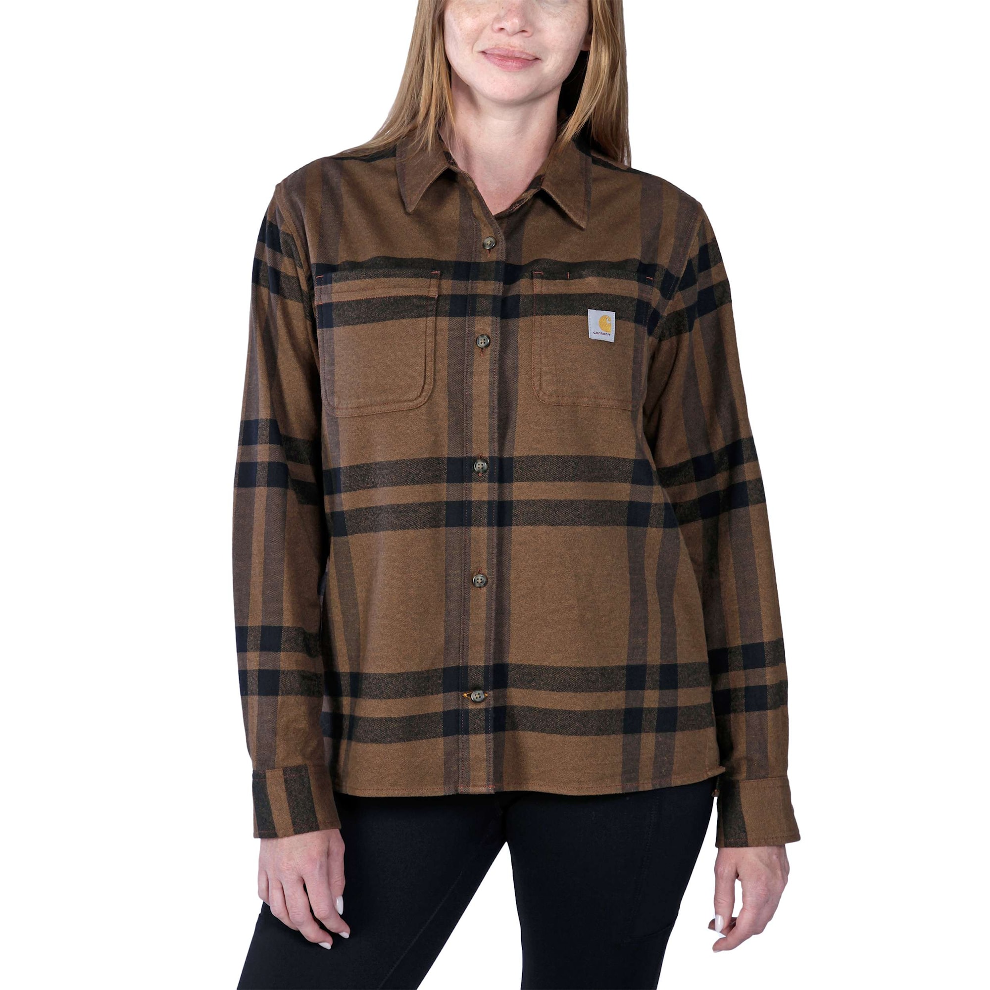 Carhartt Midweight Flannelskjorta Dam Carhartt Brown Heather