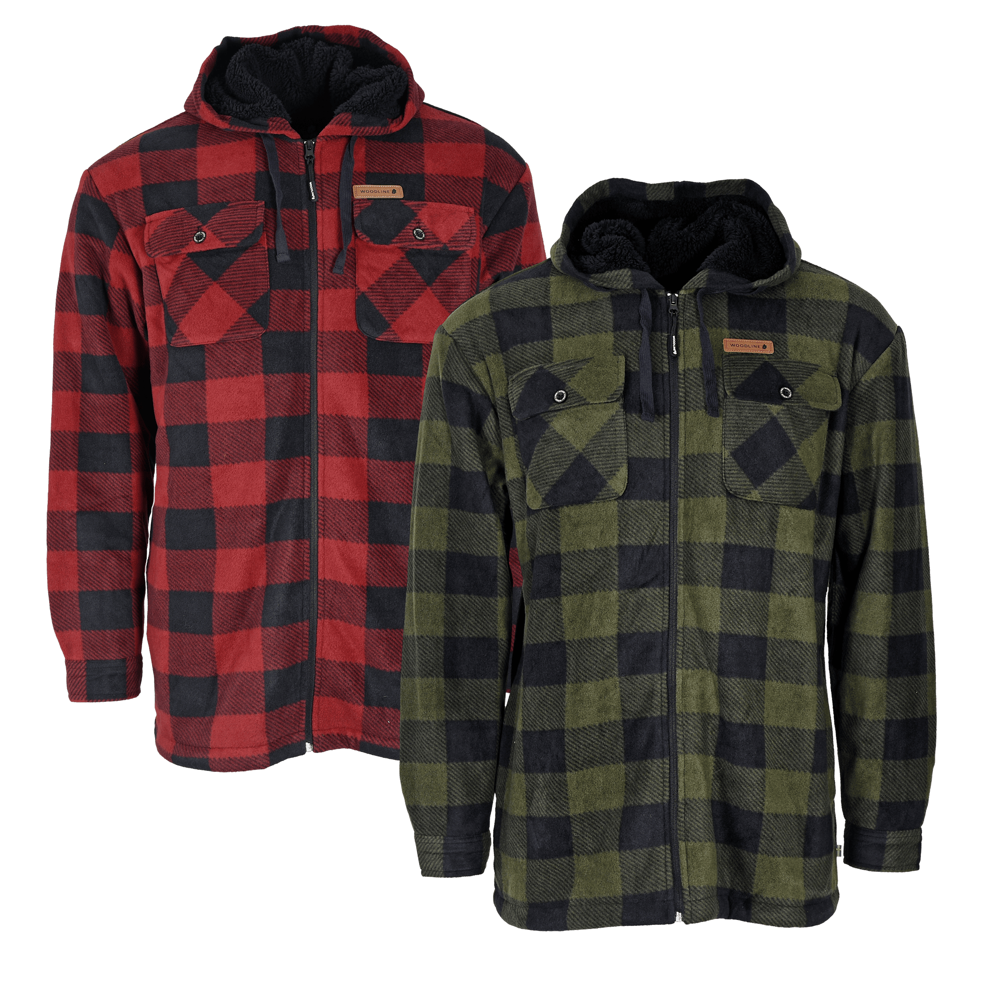 Woodline Fleecejacka Canada Röd och Grön 2-pack