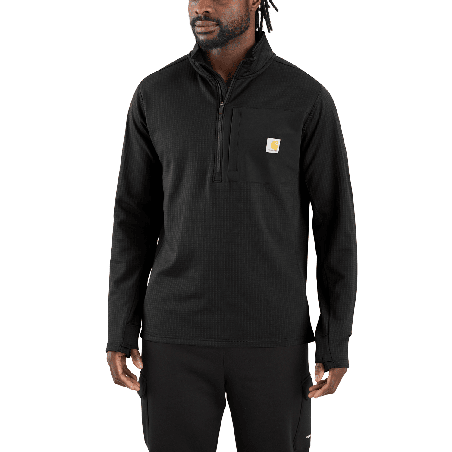 Carhartt Force Relaxed Fit Mock Neck Half-Zip T-Shirt Herr Black