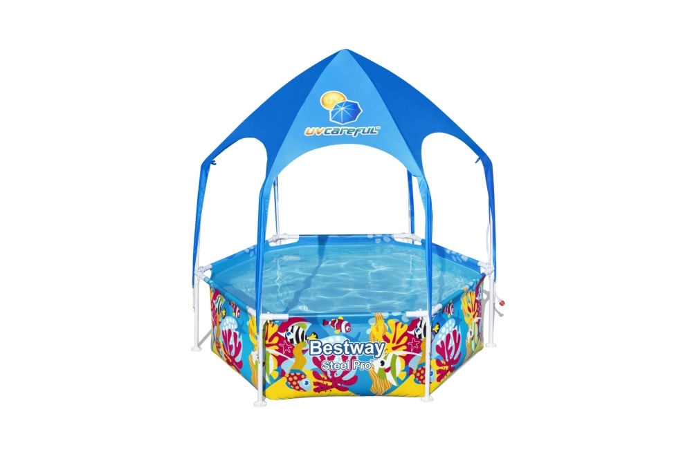 Bestway Splash-in-Shade Steel Pro pool med UV-soltak Ø183 cm