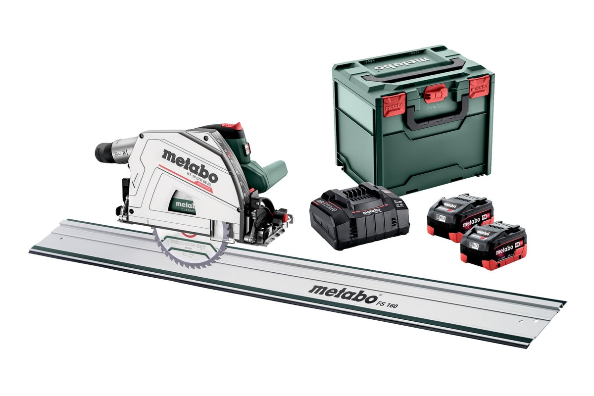 Metabo Sänksåg KT 18 LTX 66 BL Set med styrskena och 2x8Ah batterier & laddare